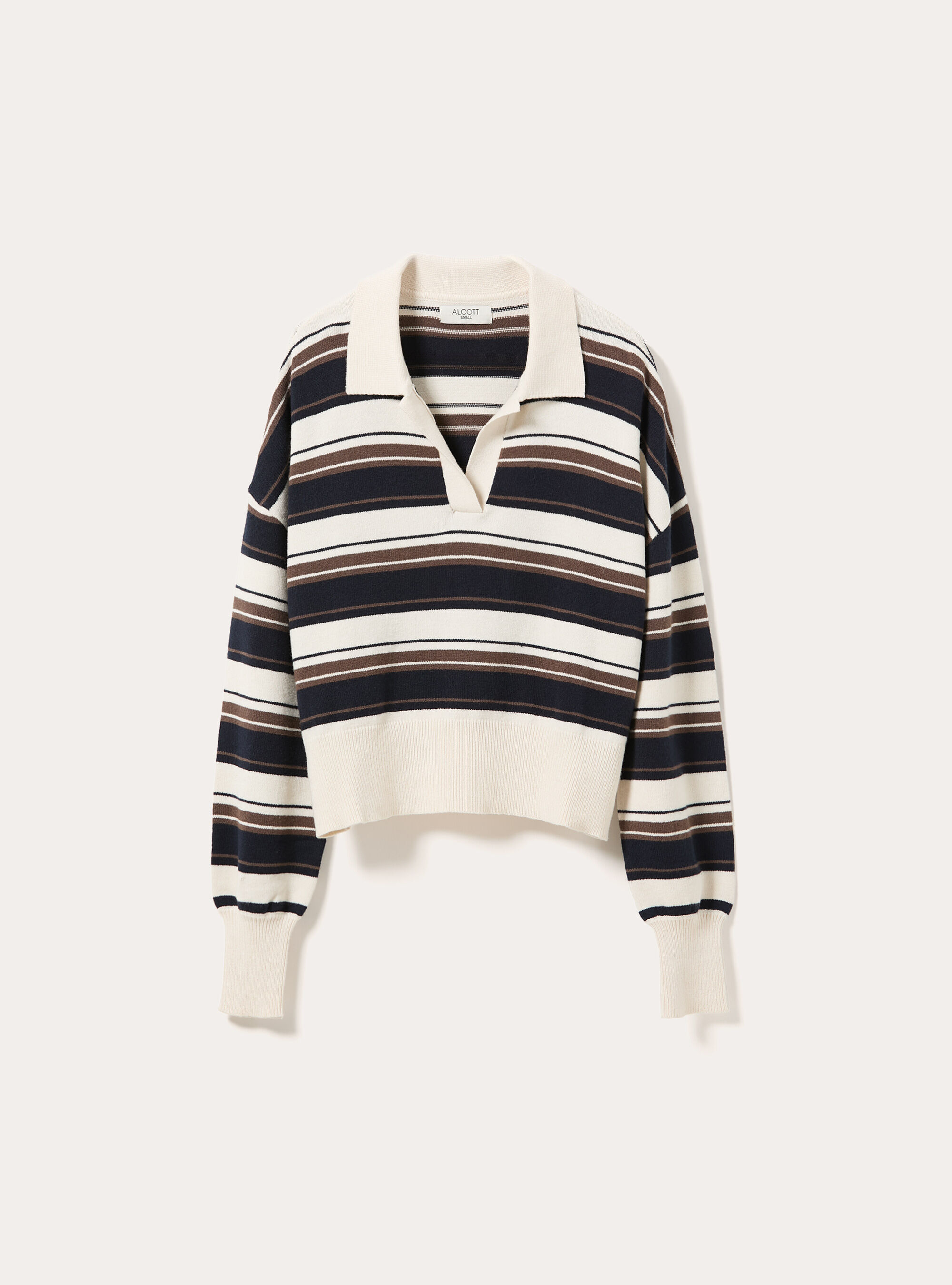 Striped rugby style polo sweater, NA1 NAVY DARK