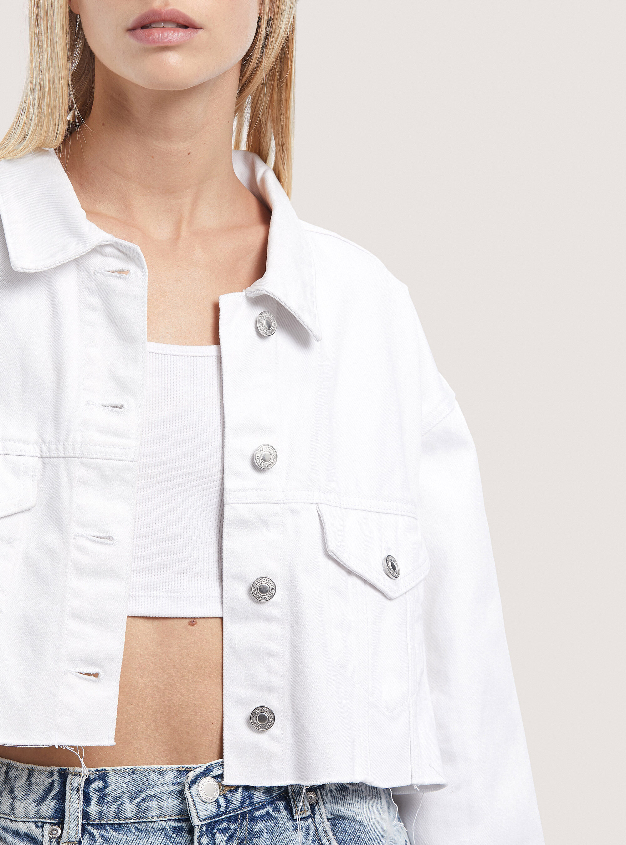 Raw cut denim cropped jacket