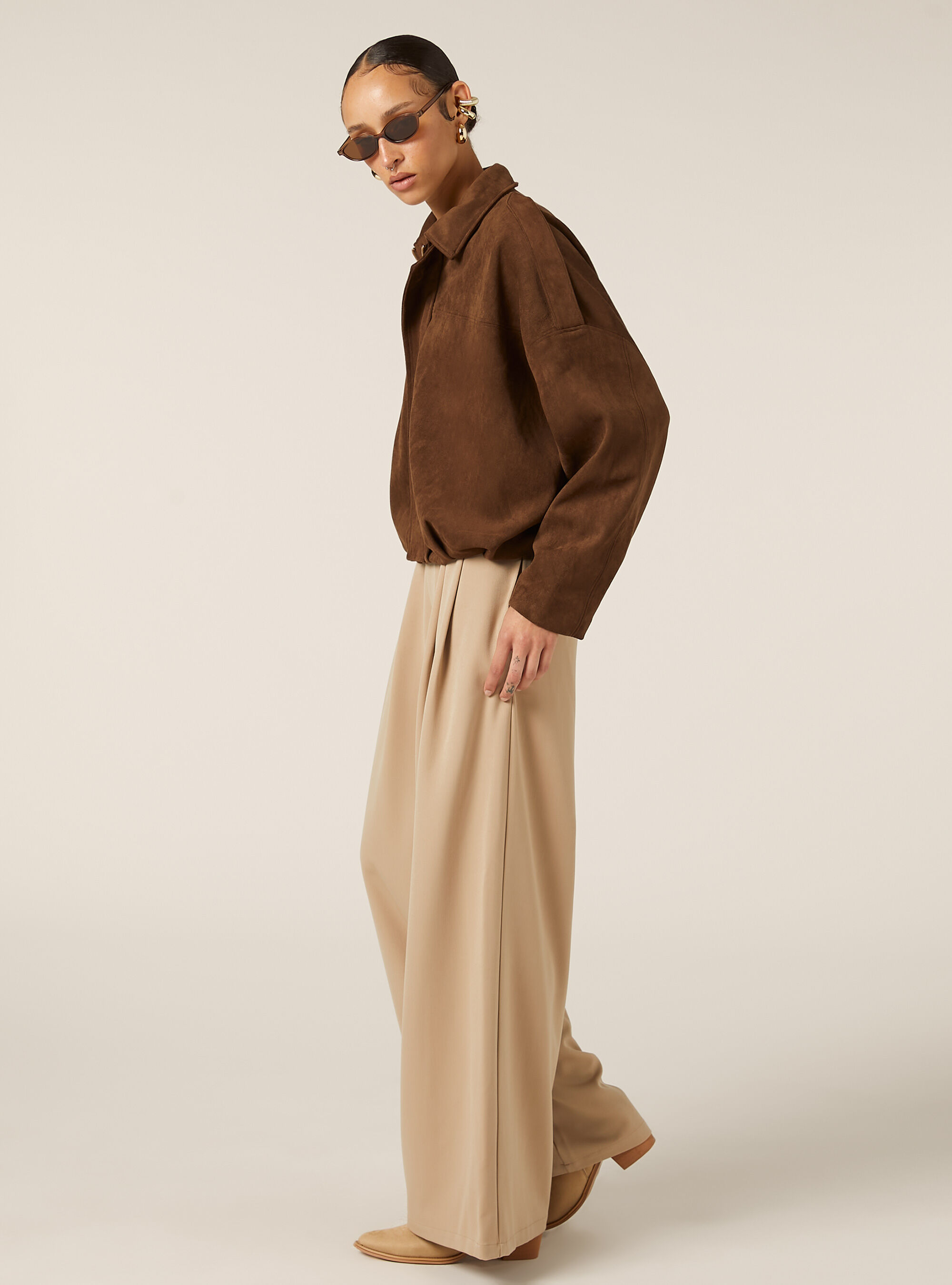 Giacca bomber effetto scamosciato, BR2 BROWN MEDIUM