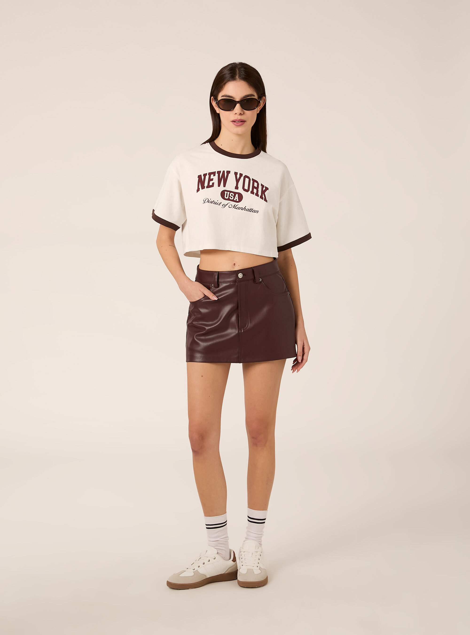 Kropp-T-Shirt mit Aufdruck, WH1 OFF WHITE