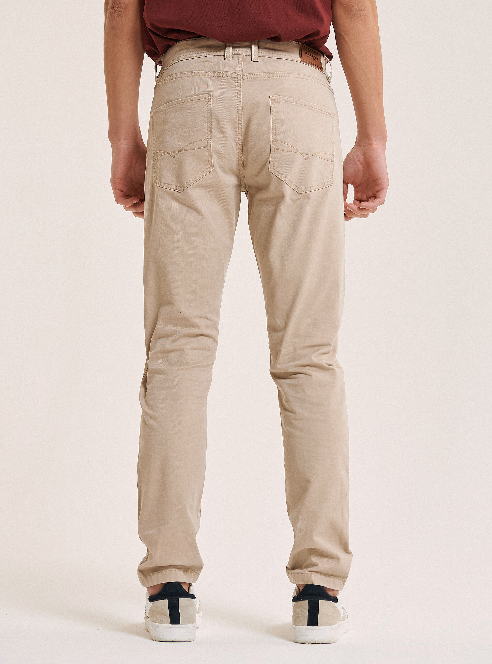Pantalon skinny fit en coton recycl&eacute;, C581 BEIGE