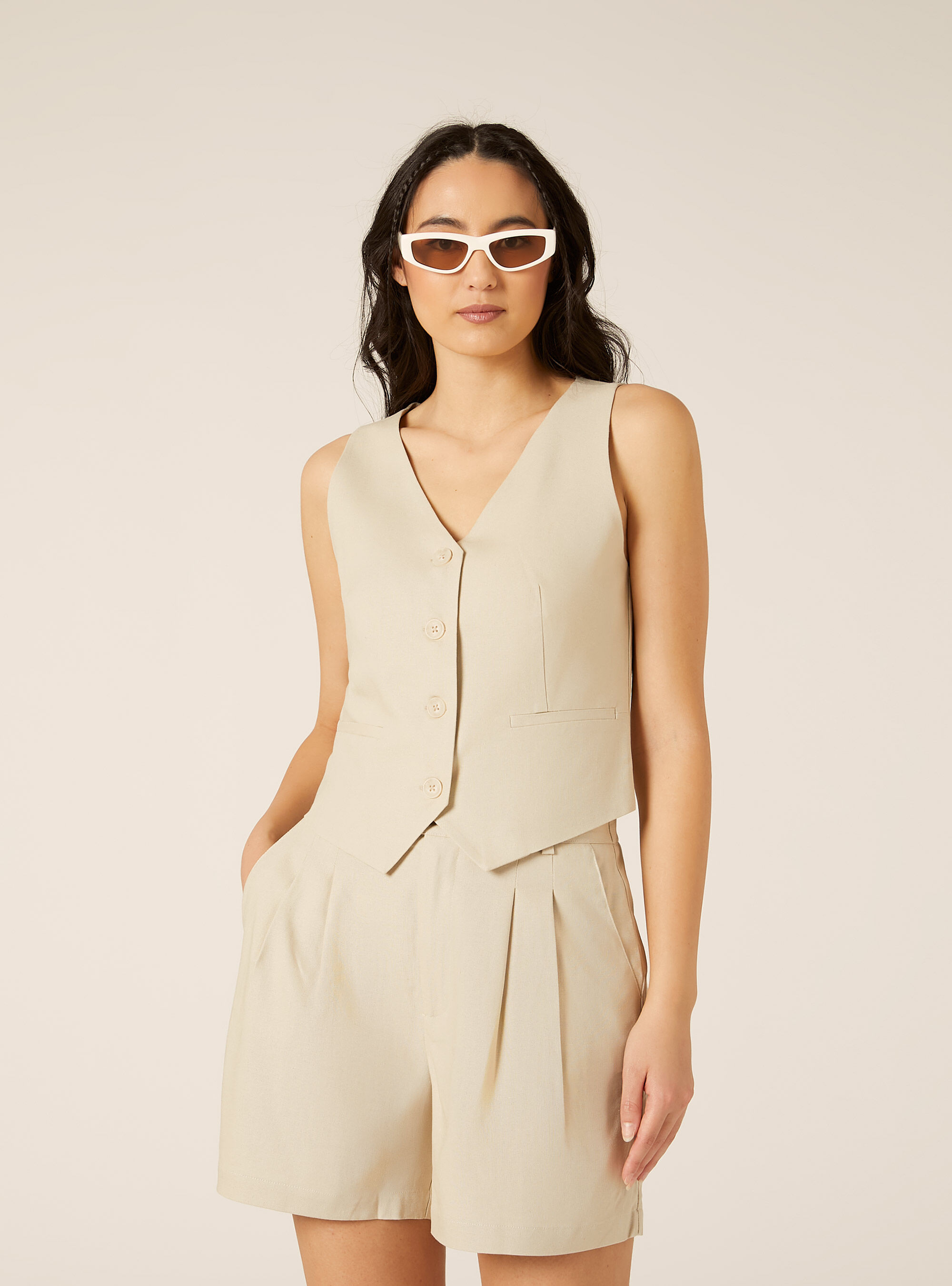 Gilet corto in misto lino