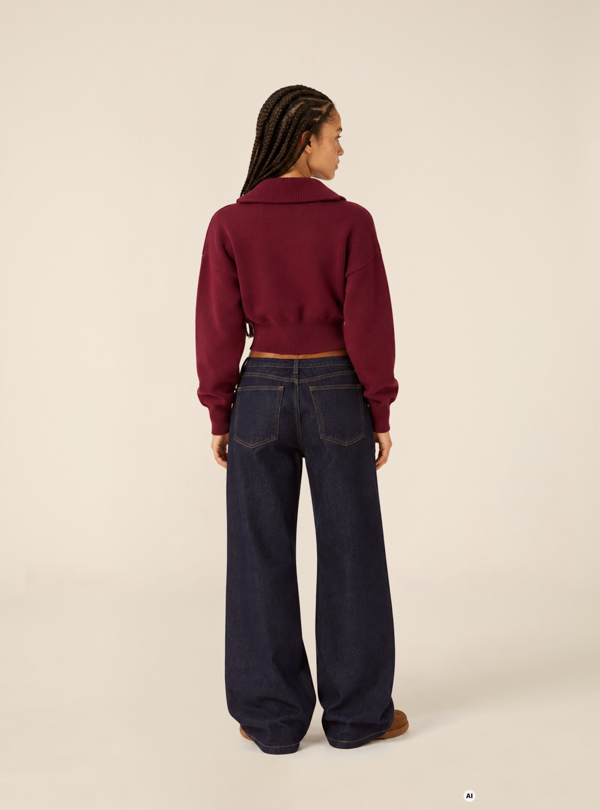 Cardigan in maglia con zip, BO1 BORDEAUX DARK
