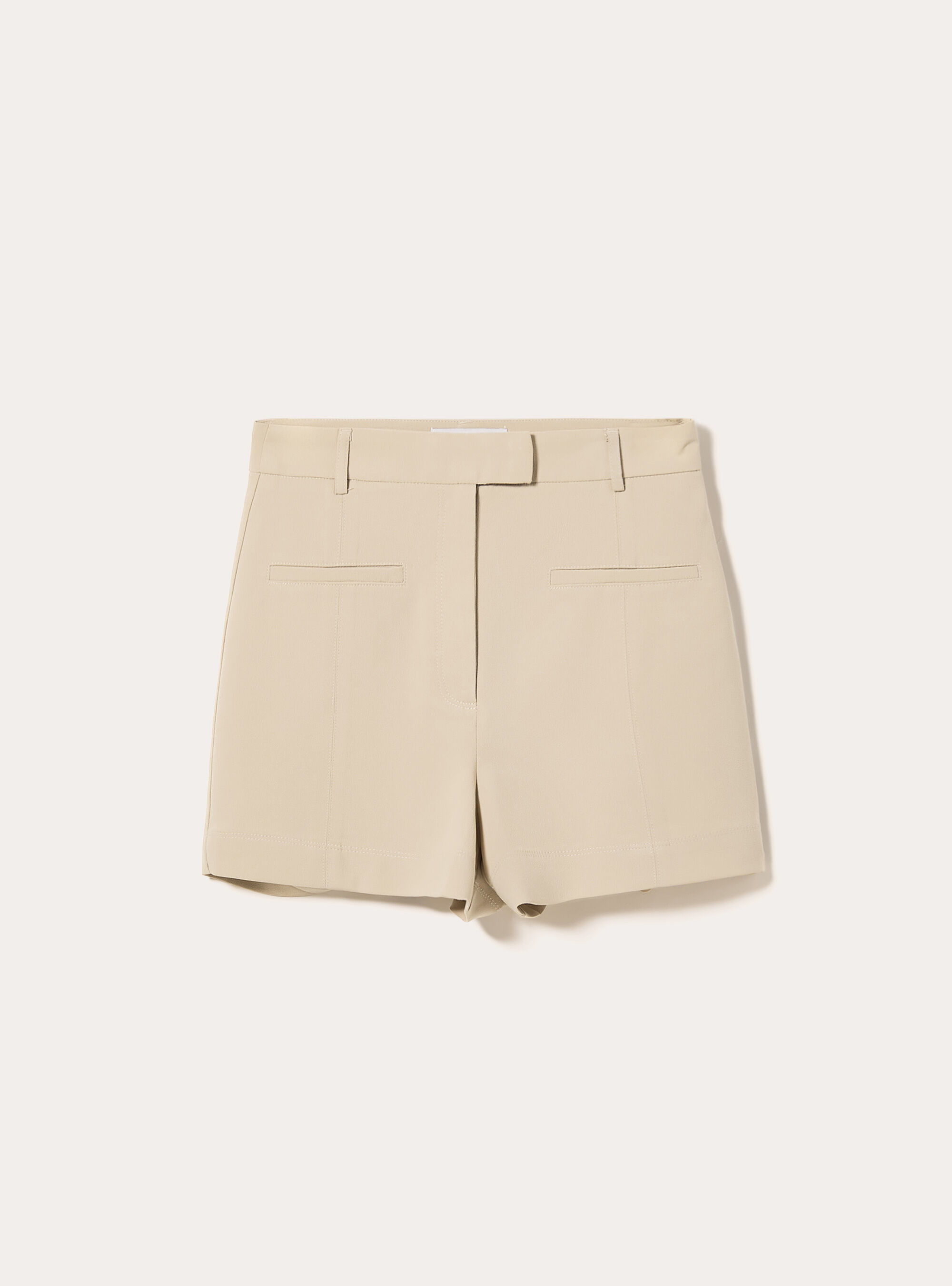 Solid-color crepe shorts, BG2 BEIGE MEDIUM