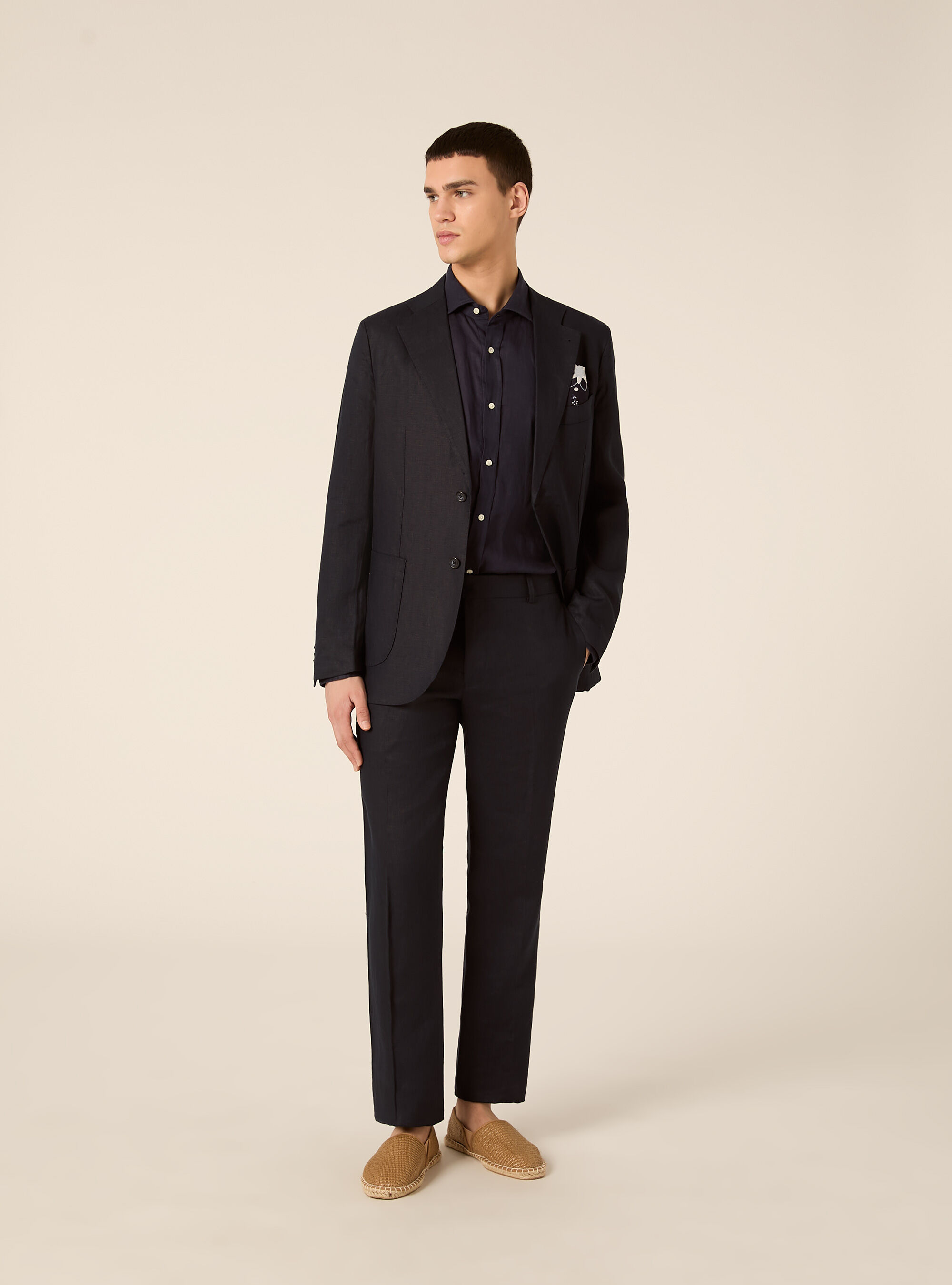 Pantaloni in lino, NA1 NAVY DARK