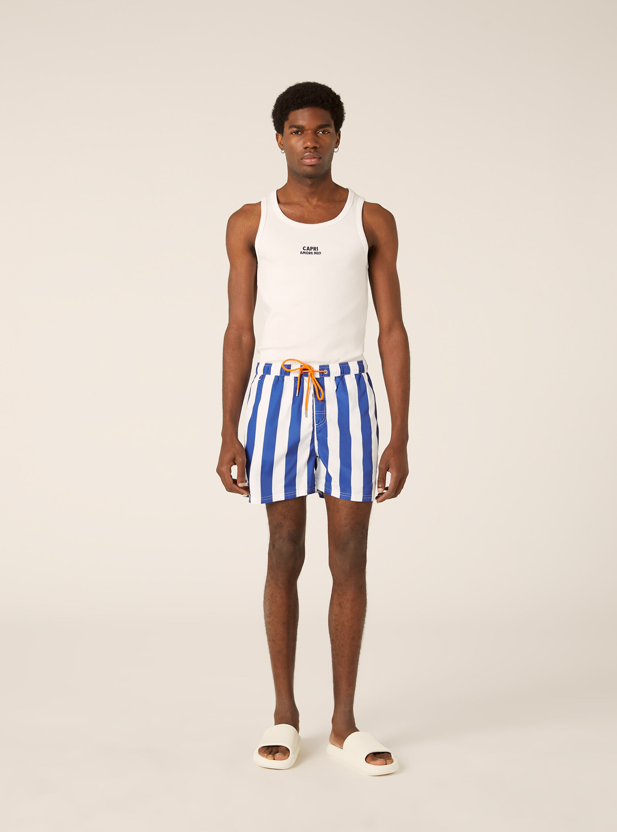 Costume stampa righe ricamo capri je t'aime