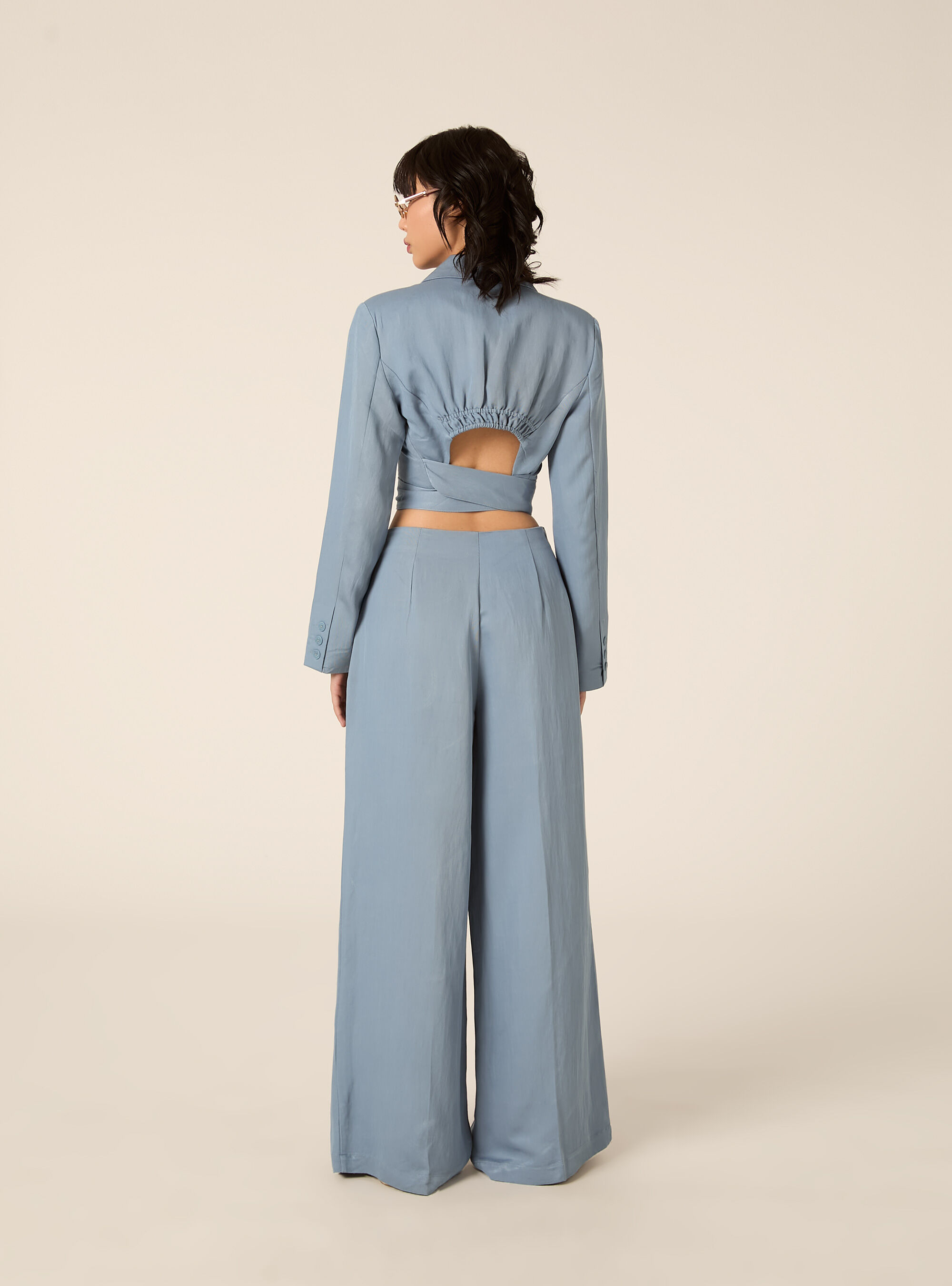 Giacca cropped con fiocco, AZ2 AZURE MEDIUM