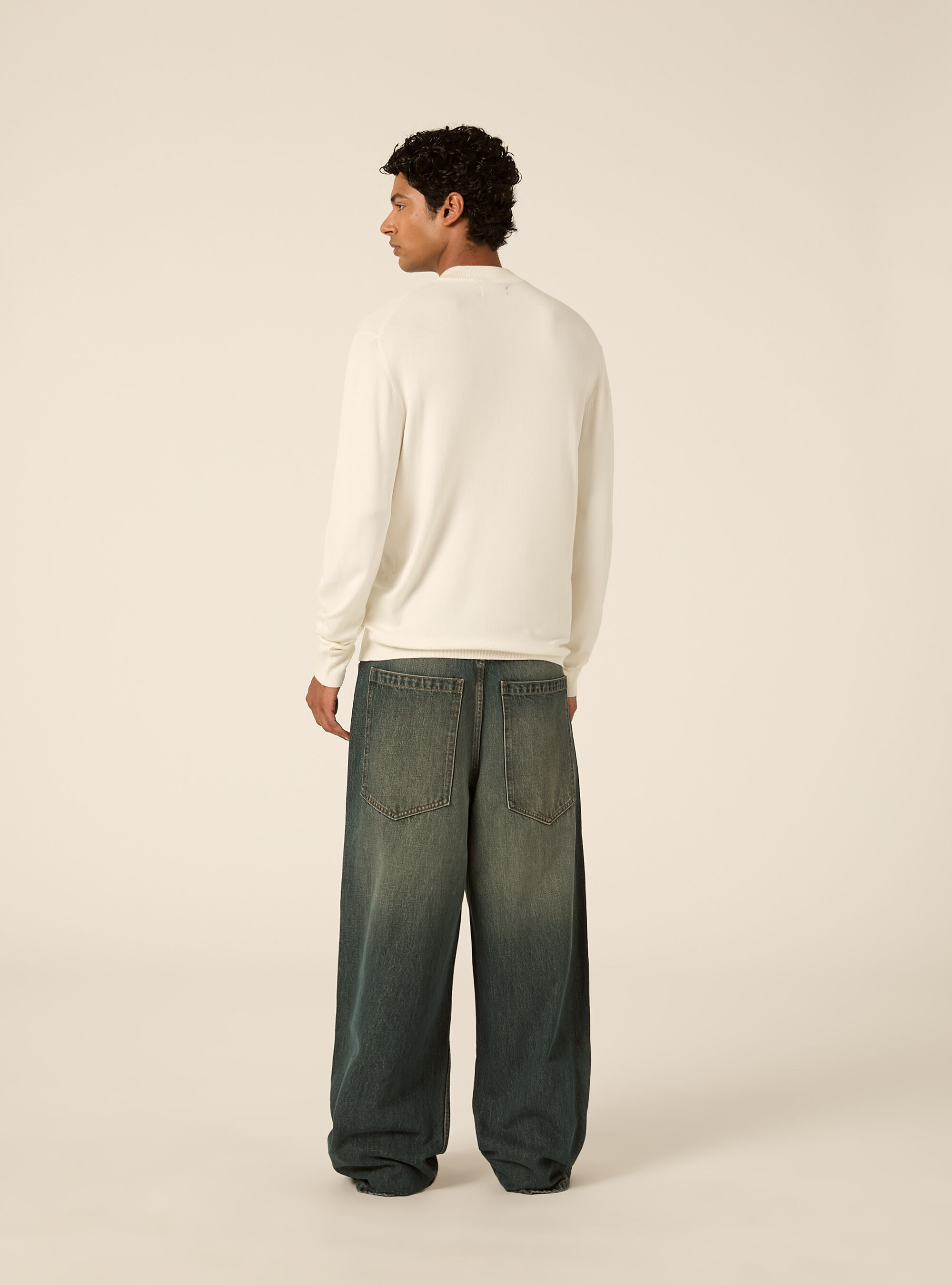 Maglia mezzocollo rasata, OFF WHITE