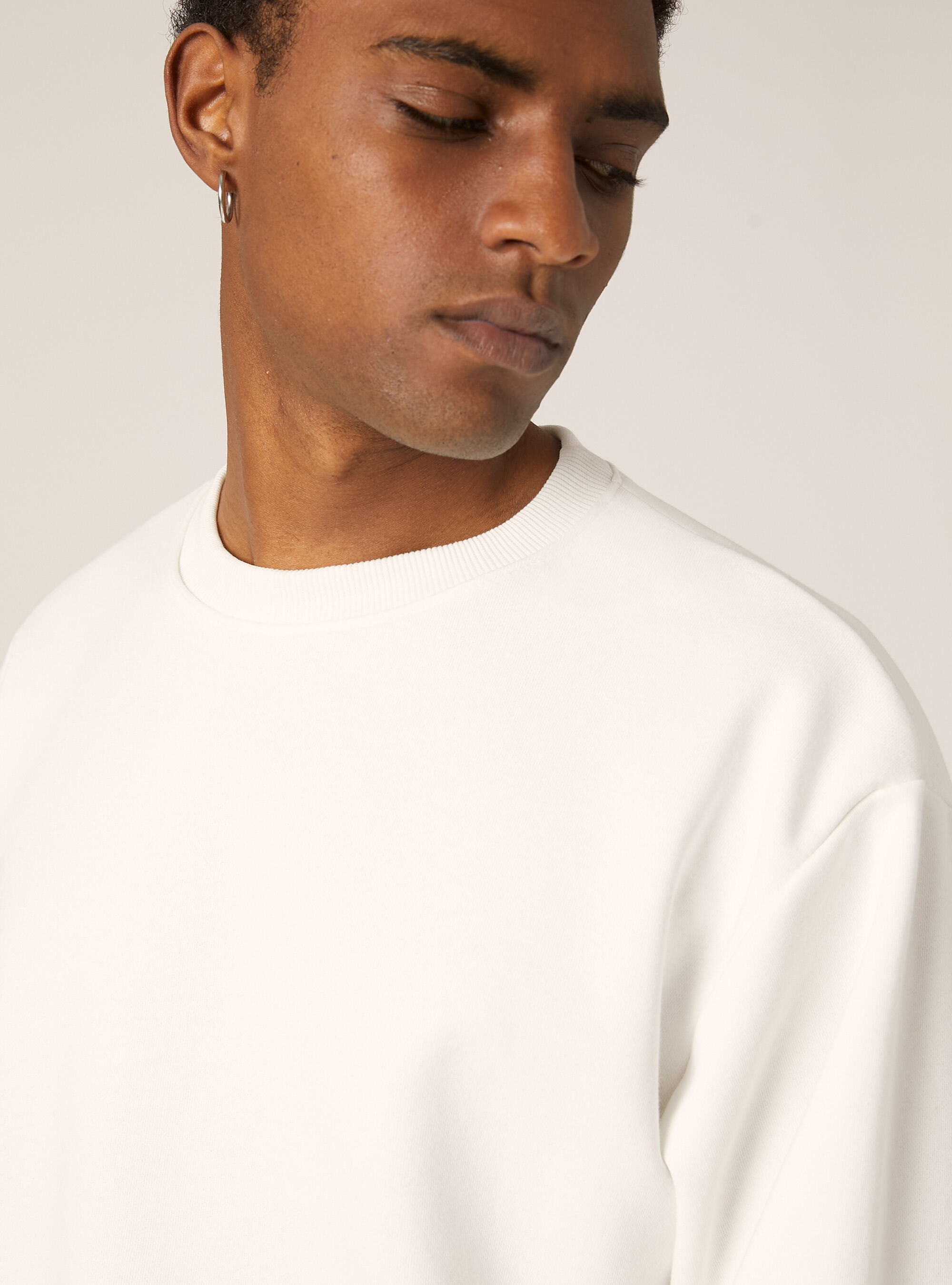 Sudadera de cuello redondo boxy fit, WH2 WHITE