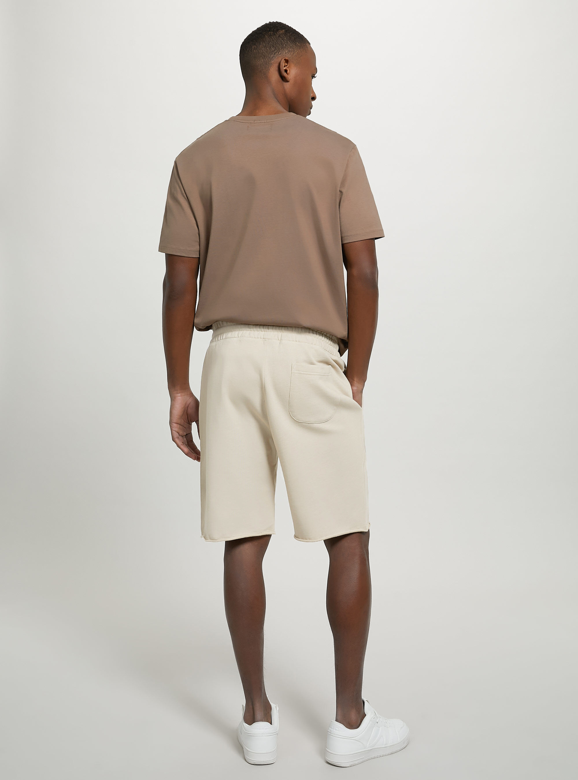 Cotton jogger bermuda shorts, SA3 SAND LIGHT