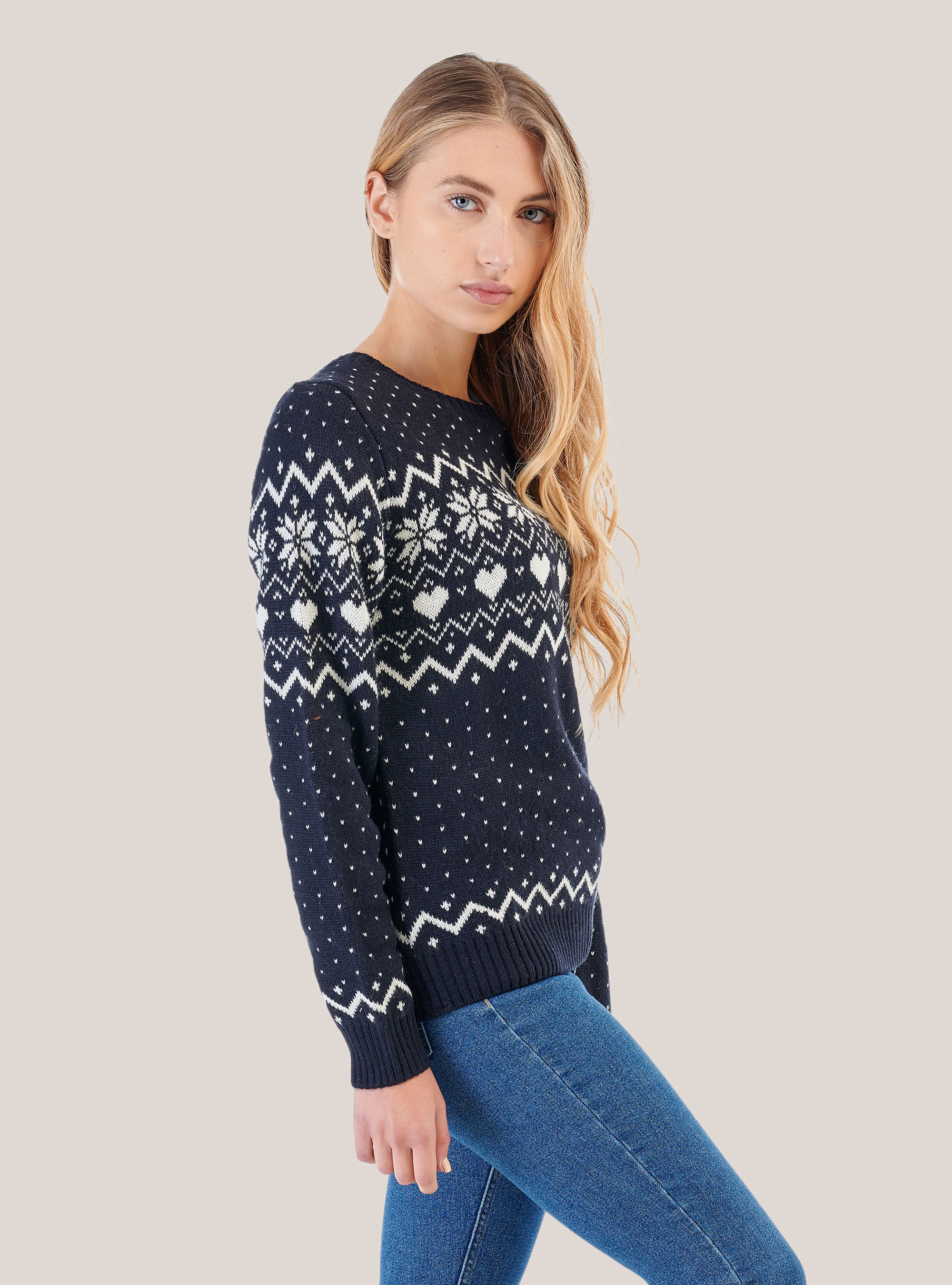 CHRISTMAS CREWNECK SWEATER, BLUE NAVY