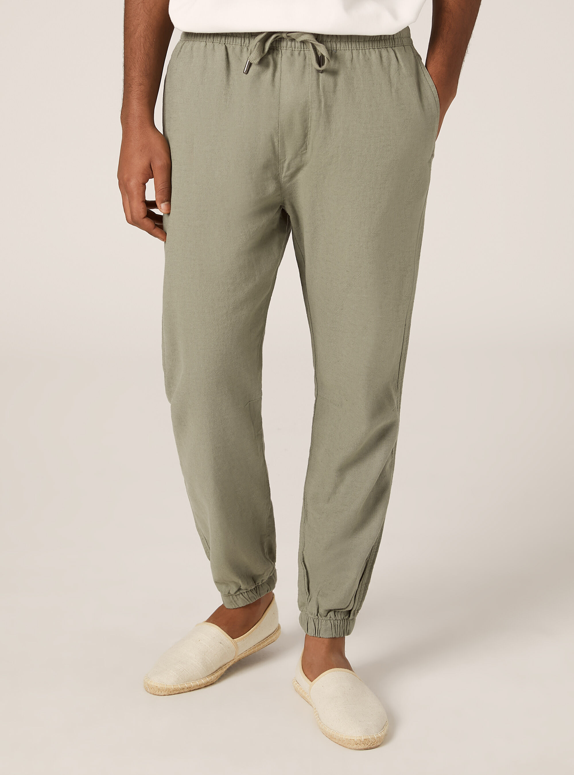 Pantal&oacute;n jogger en mezcla de lino, KY2 KAKY MEDIUM