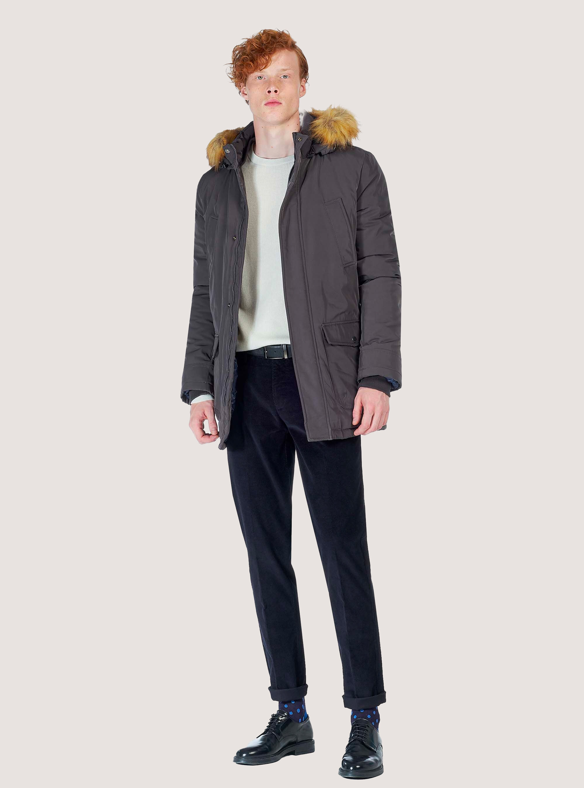 Blouson avec fourrure amovible, C115 GREY