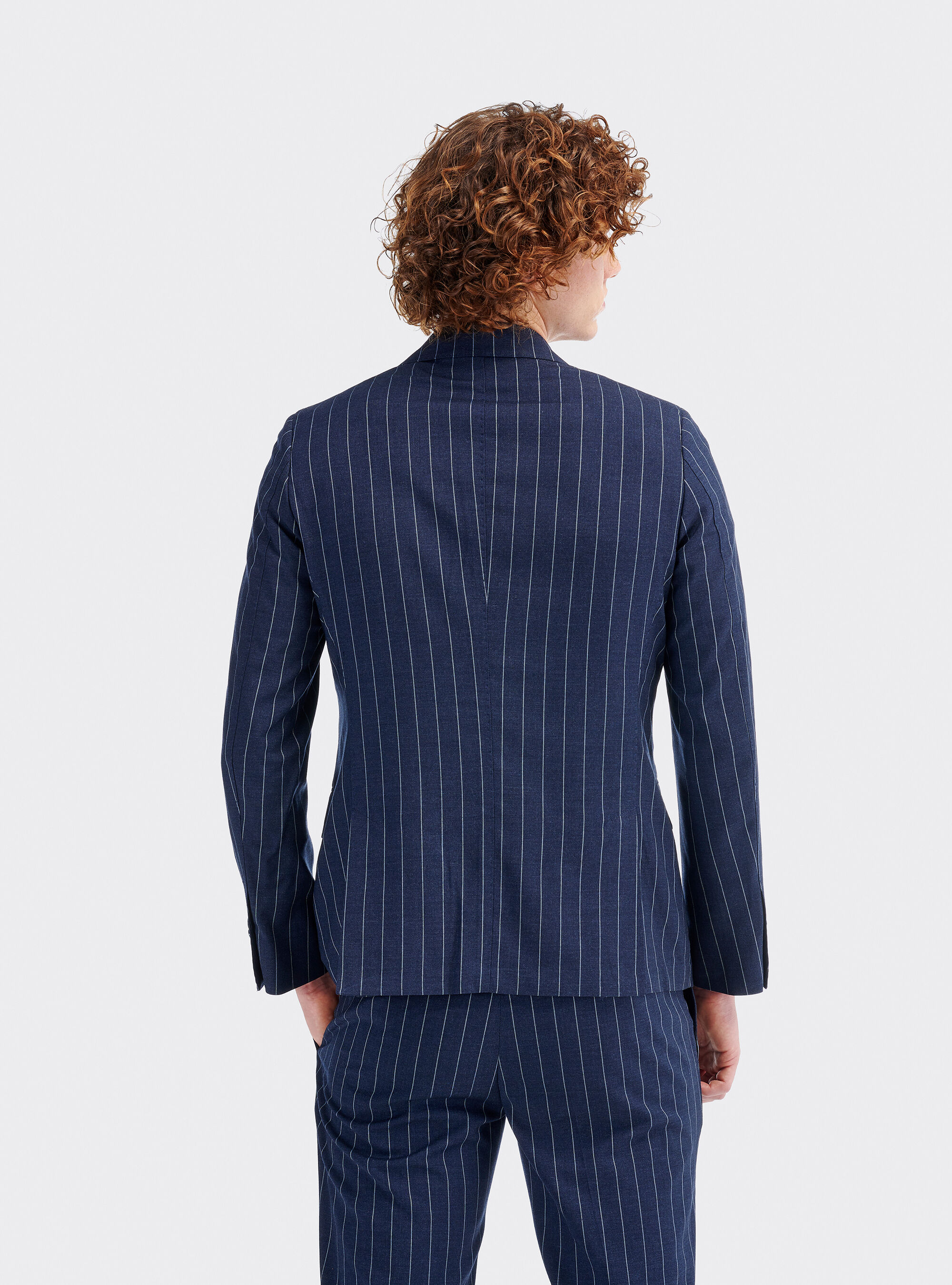 blue pinstripe jacket
