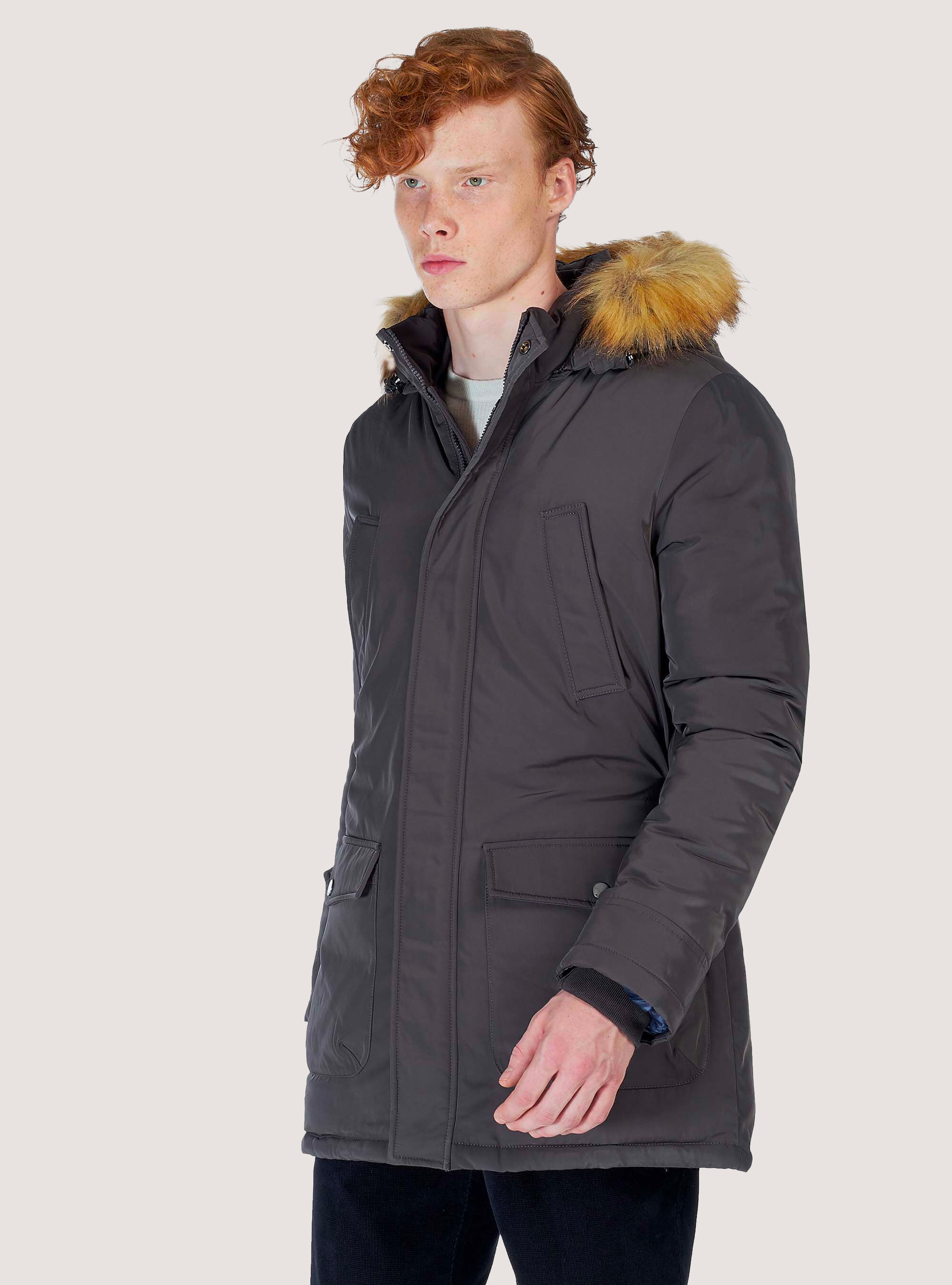 Blouson avec fourrure amovible, C115 GREY