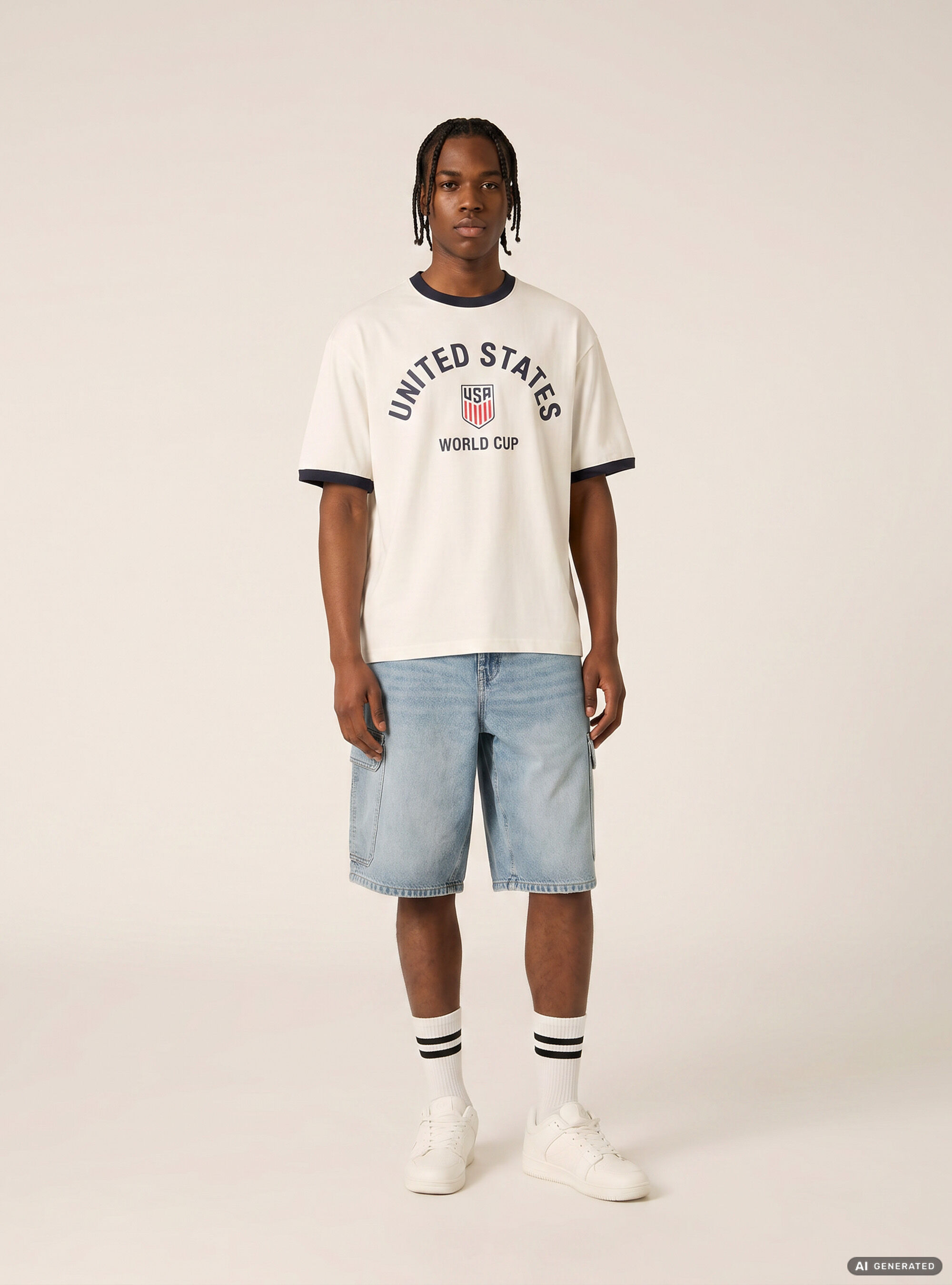 Camiseta Ringer Regular Fit con Gr&aacute;fico Deportivo de Naciones