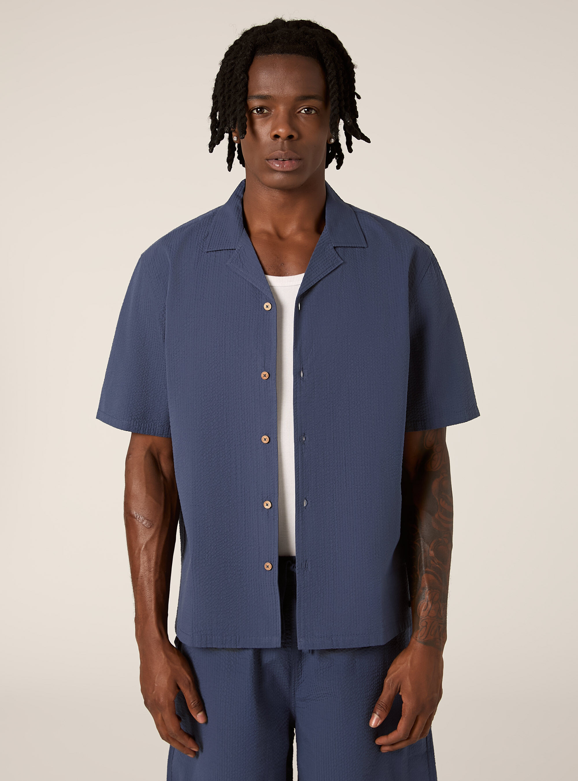 Seersucker shirt, BL3 BLUE LIGHT