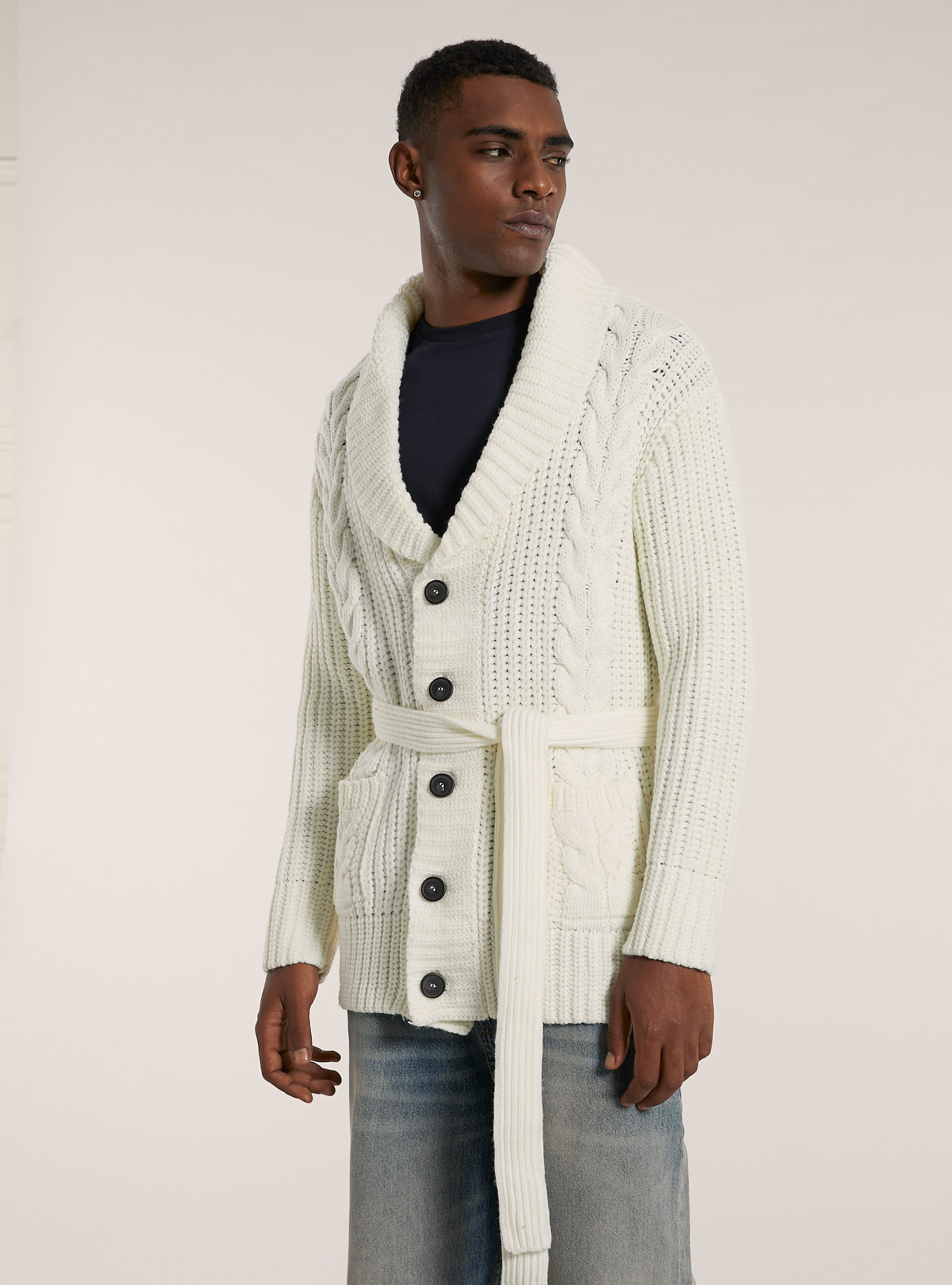 Pullover cardigan a trecce aperto, WH2 WHITE