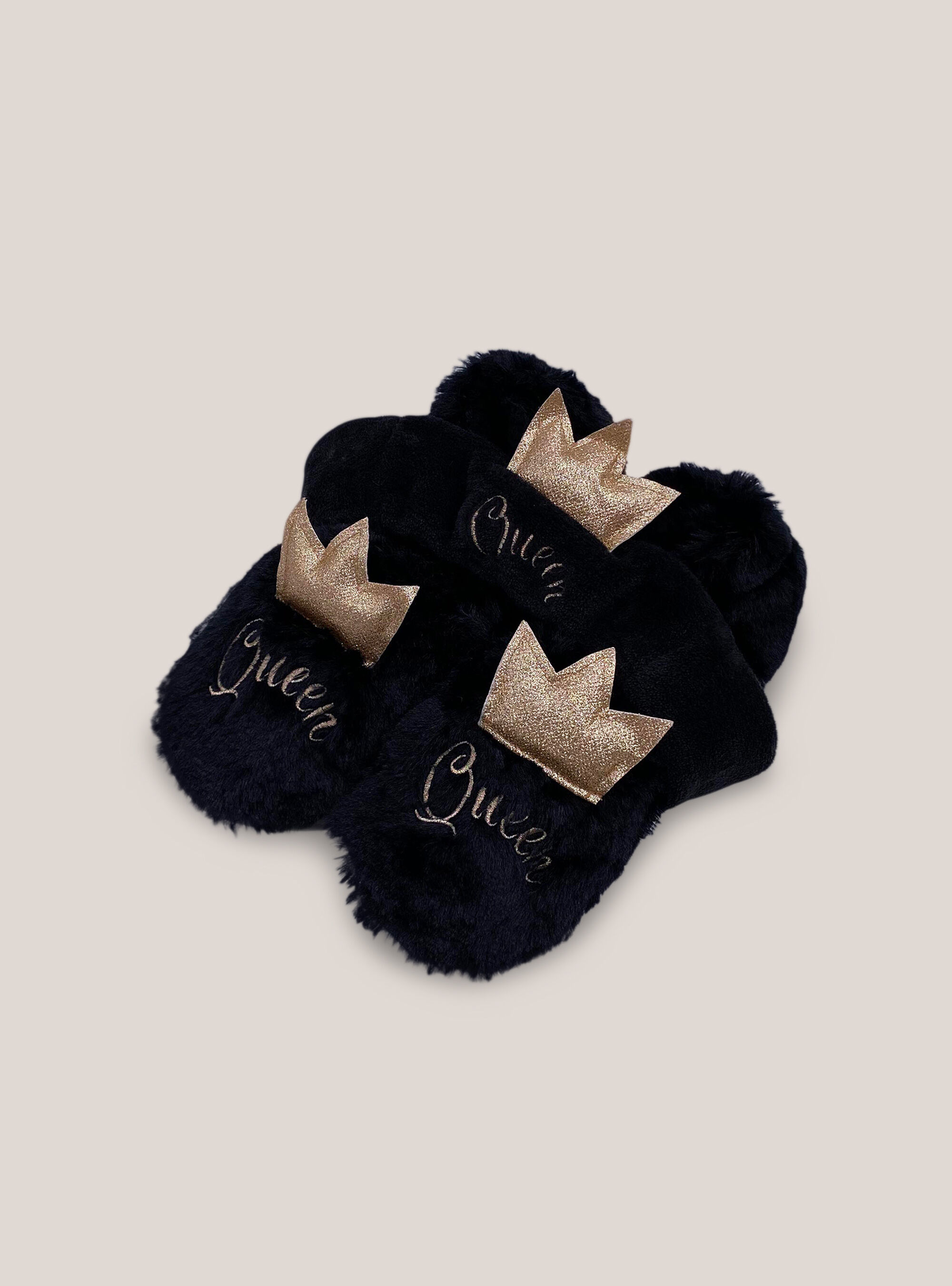 Pantofole queen con fascia abbinata, NERO