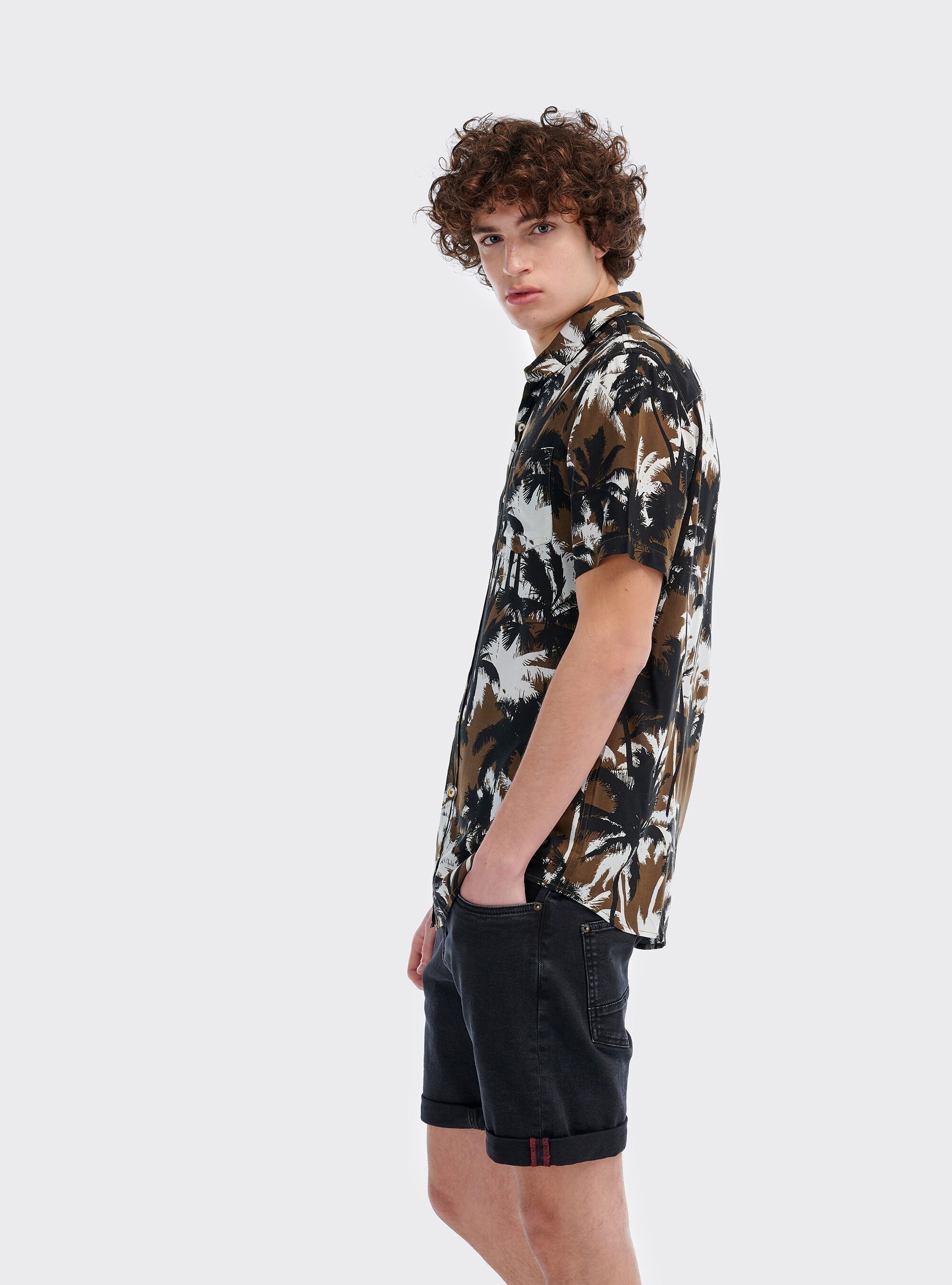 Short sleeves shirt with palm-tree print, PALME