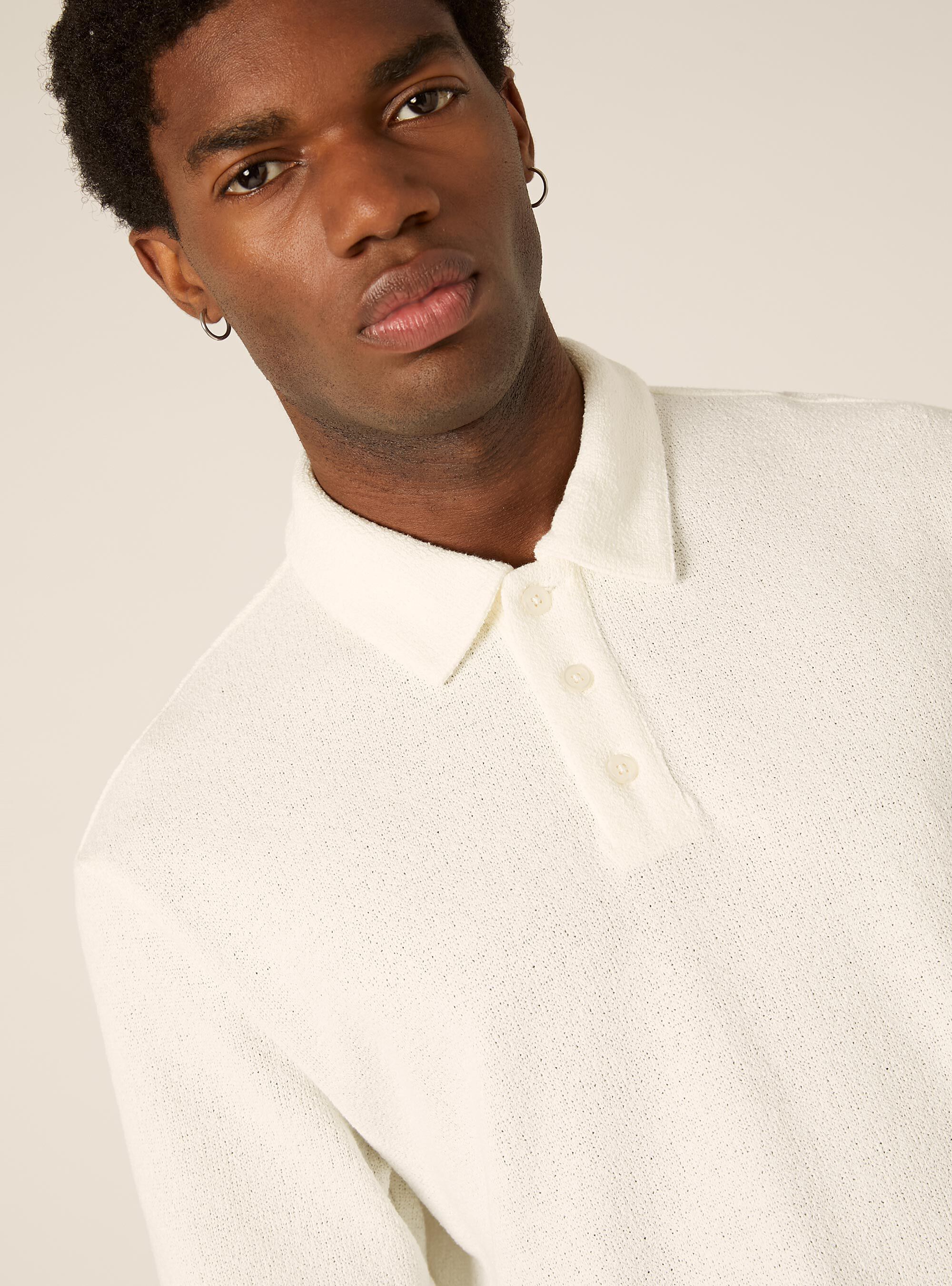 Polo effetto maglia regular fit, WH1 OFF WHITE