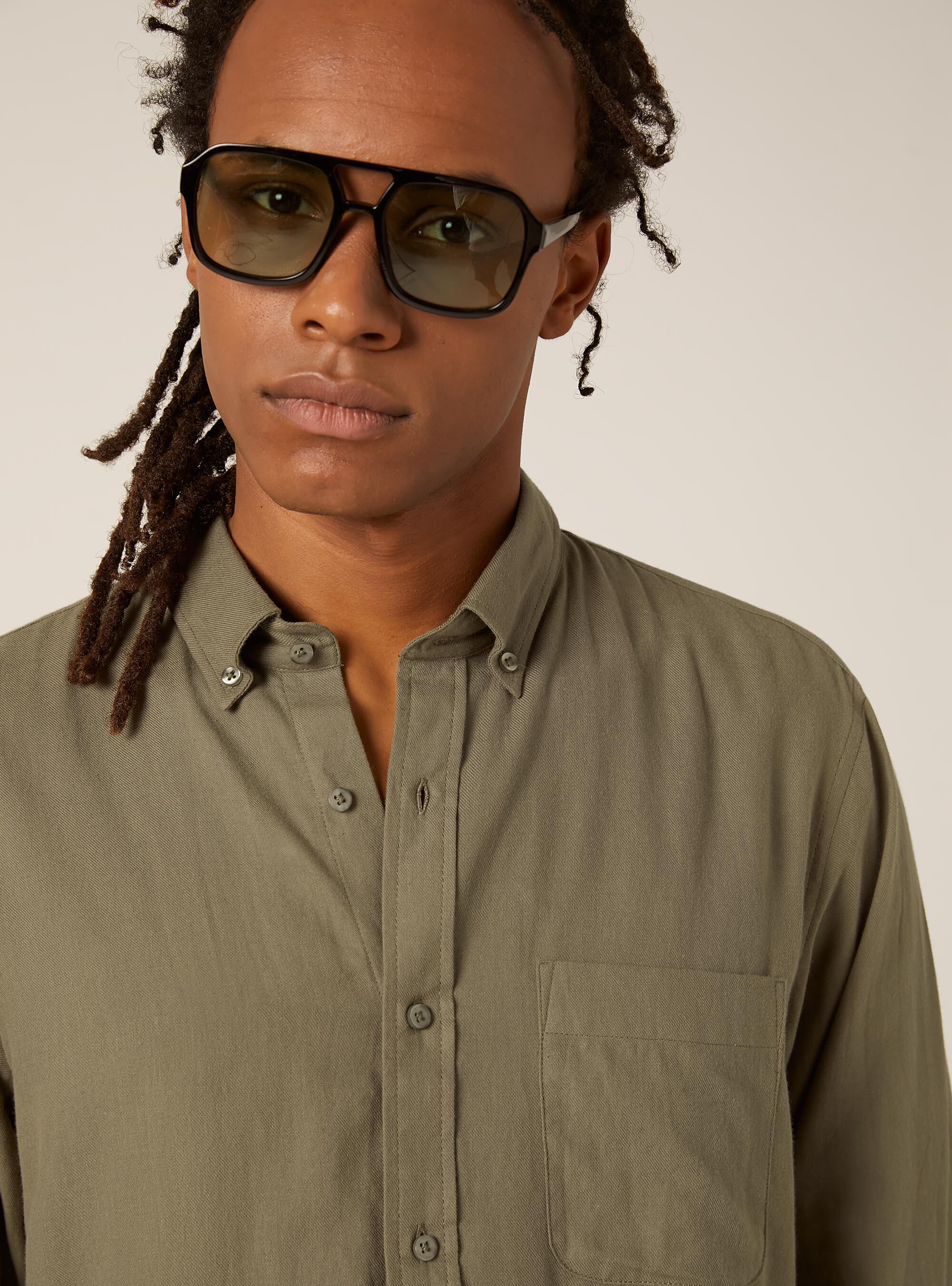 Chemise en flanelle coupe classique, KY1 KAKY DARK