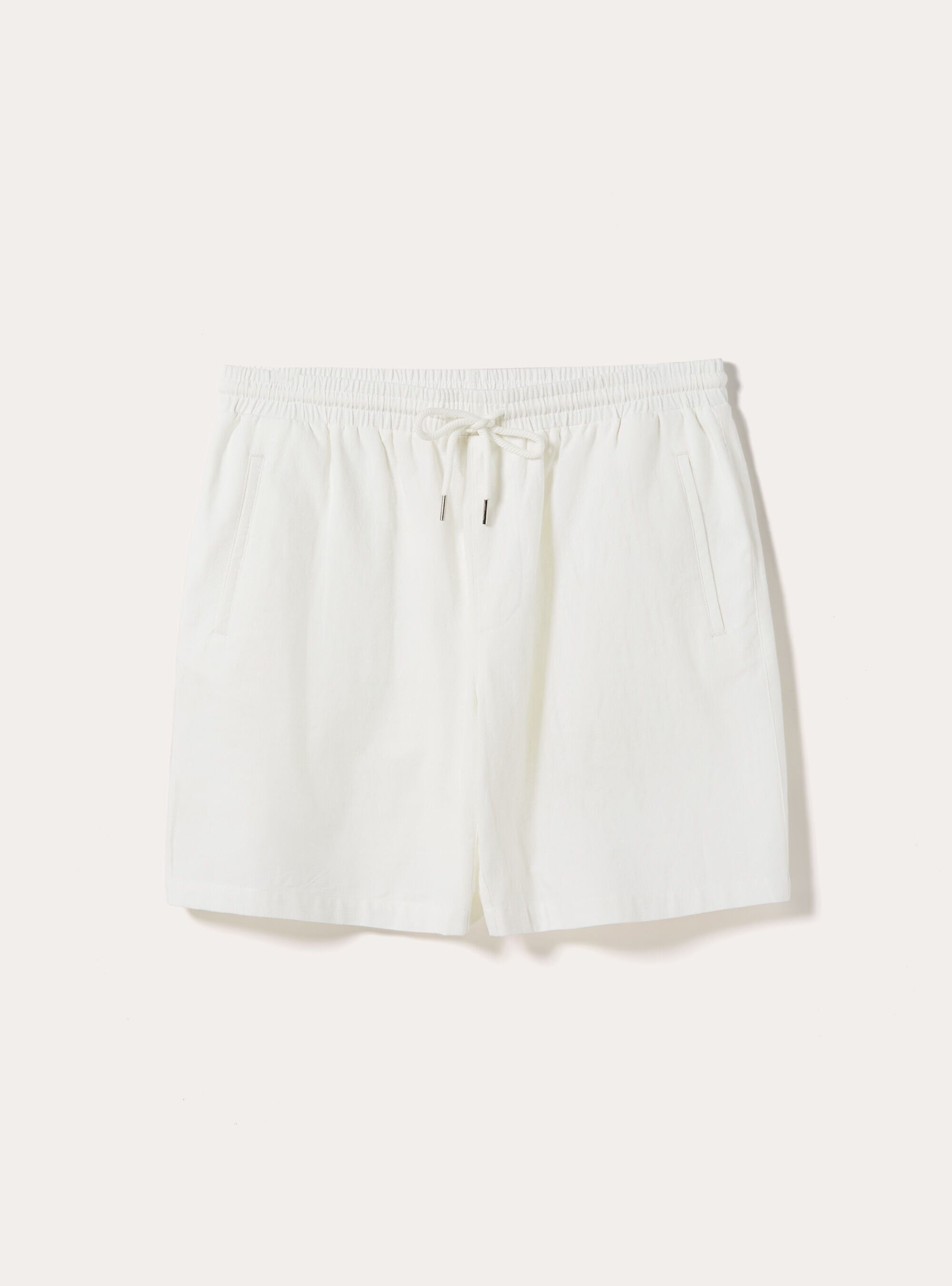 Bermuda in misto lino con laccio in vita, WH1 OFF WHITE