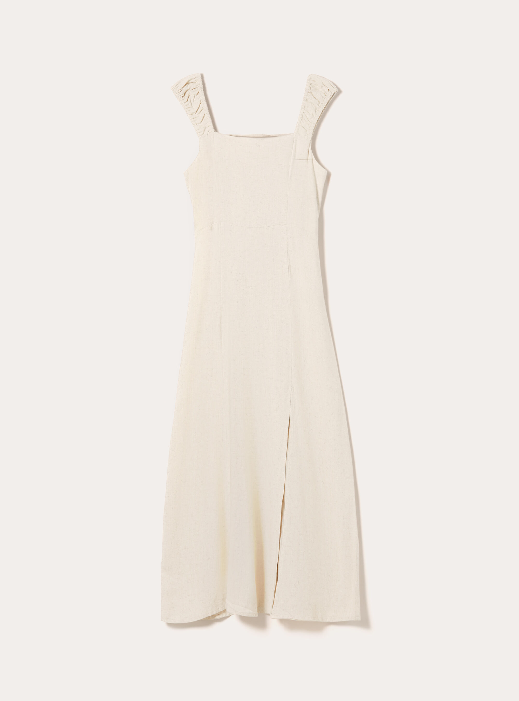 Linen-blend dress with open back, MBG3 BEIGE MEL LIGHT