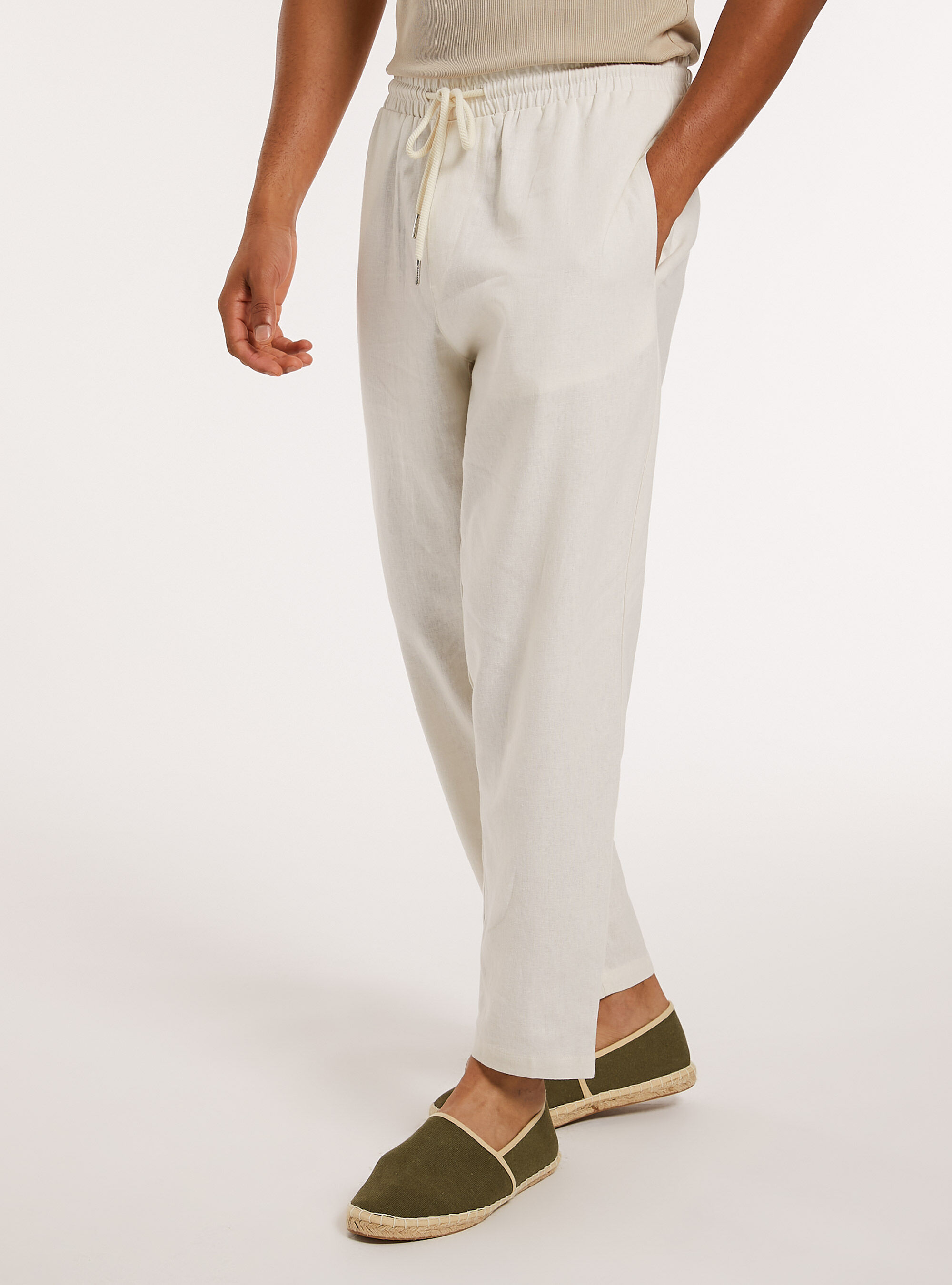 Pantaloni jogger misto lino, WH2 WHITE