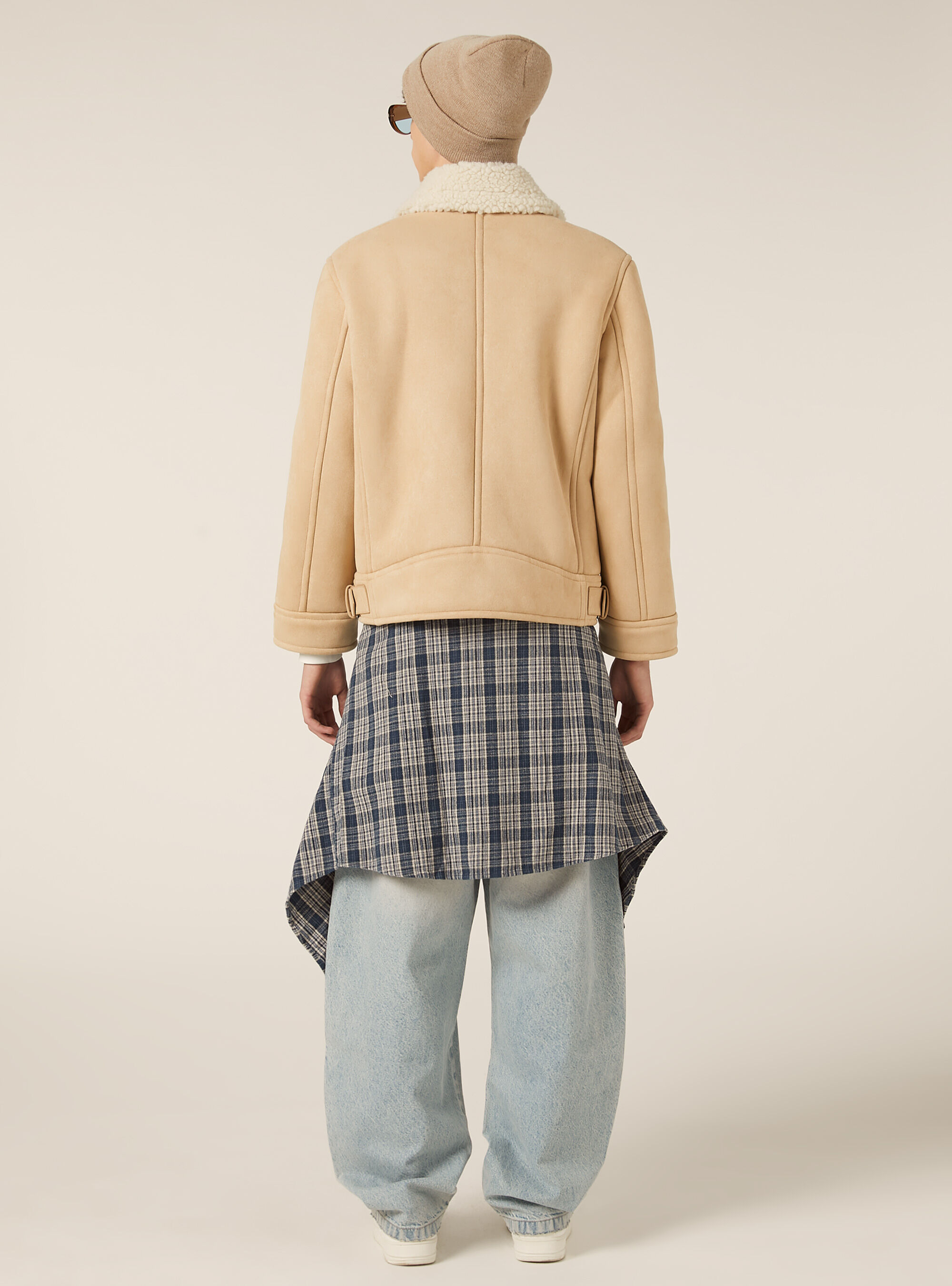 Giubbotto effetto camoscio interno in sherpa, BG3 BEIGE LIGHT