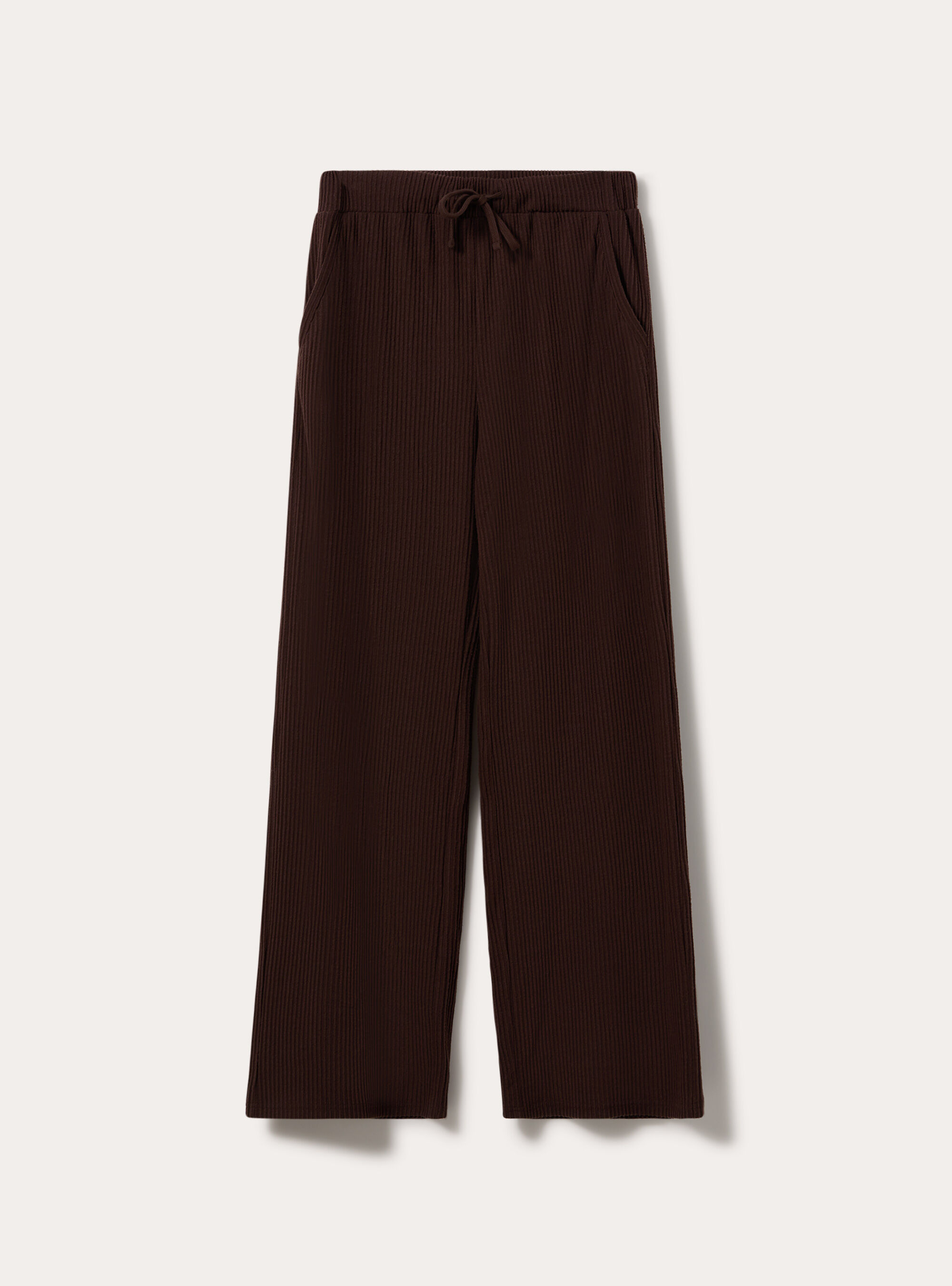 Jogger wide leg a coste, BR1 BROWN DARK