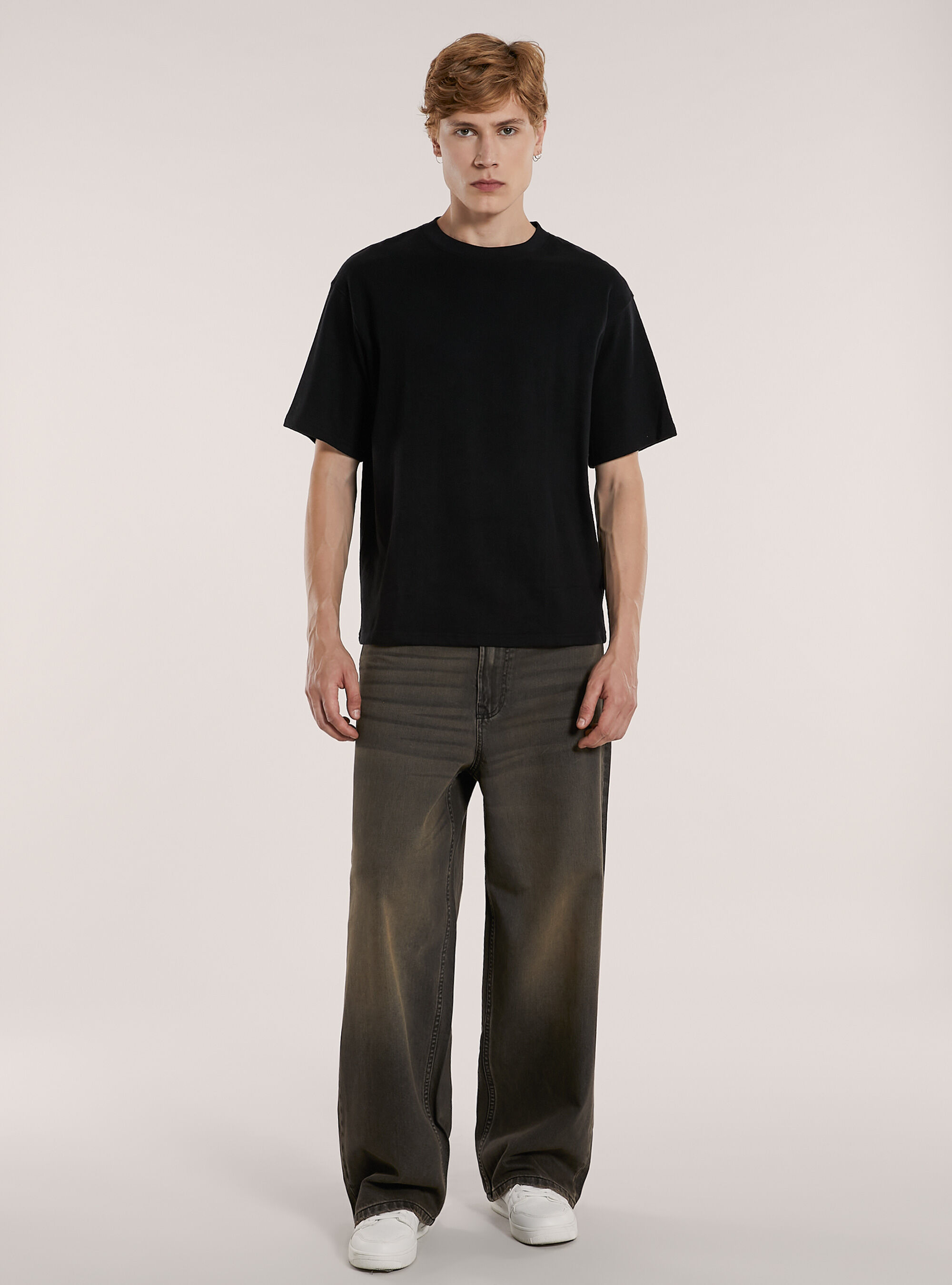 Camiseta boxy fit con textura, BK1 BLACK