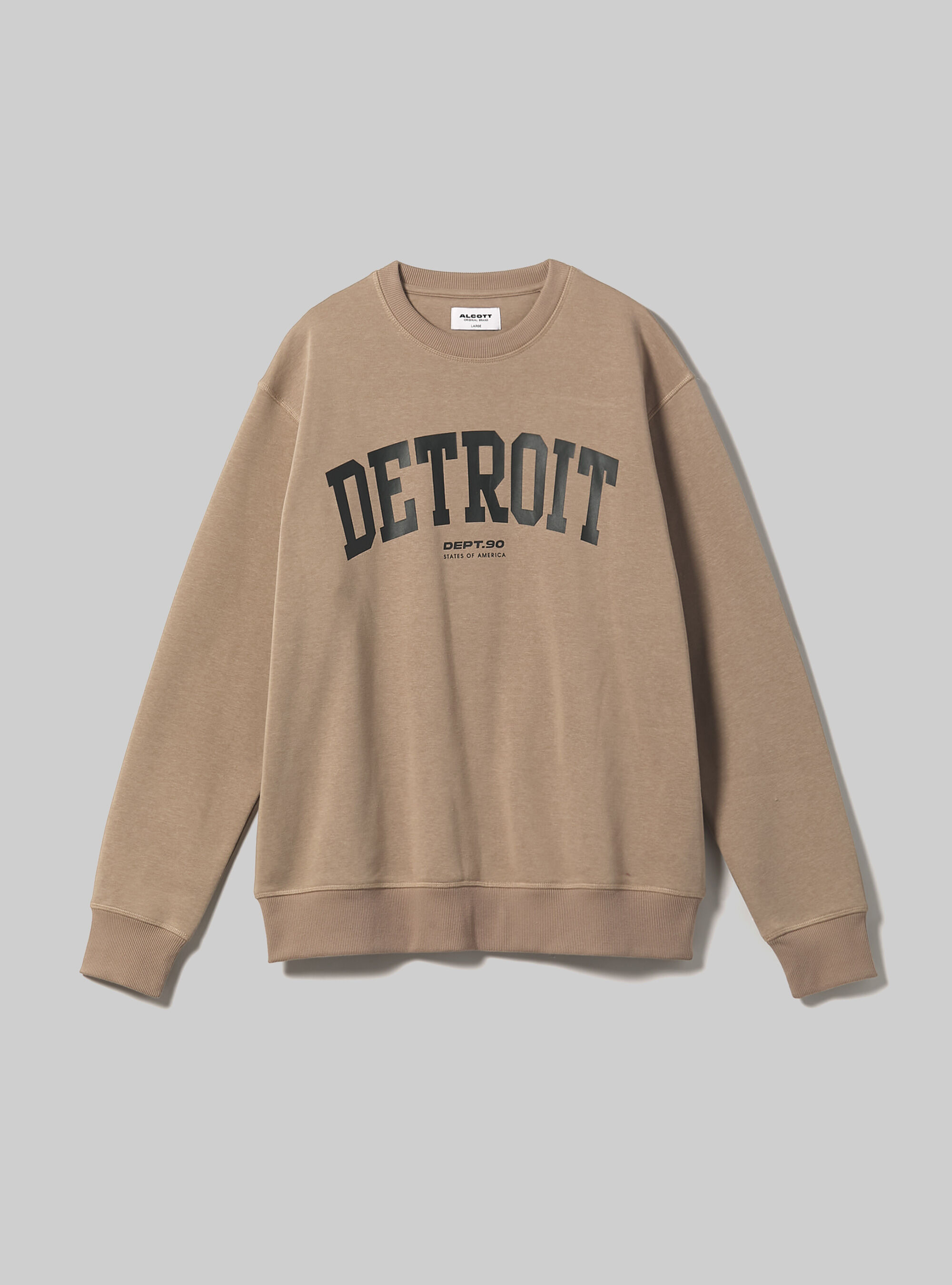Round-neck sweatshirt with college print, BG1 BEIGE DARK