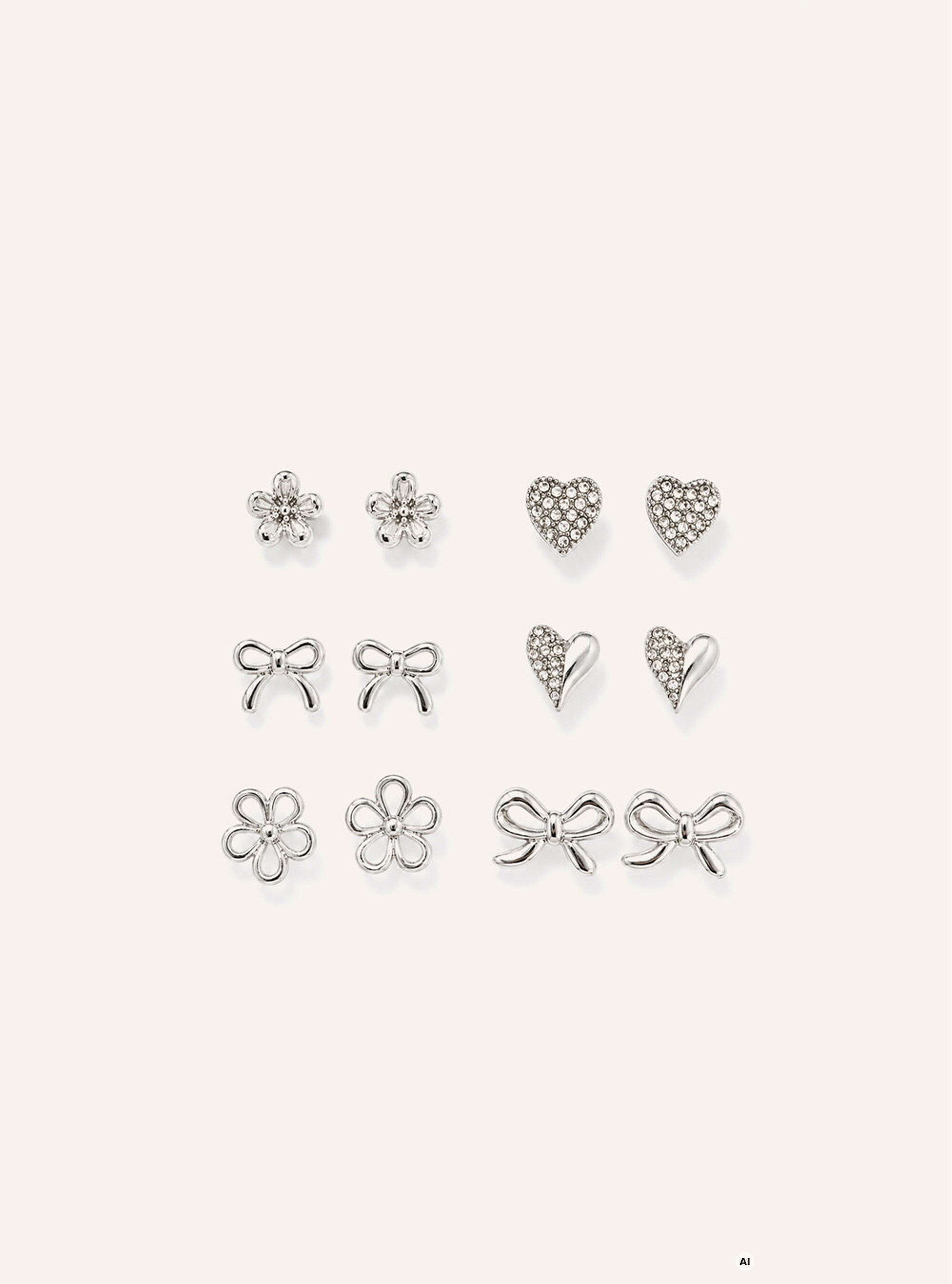 Set of stud earrings with assorted shapes