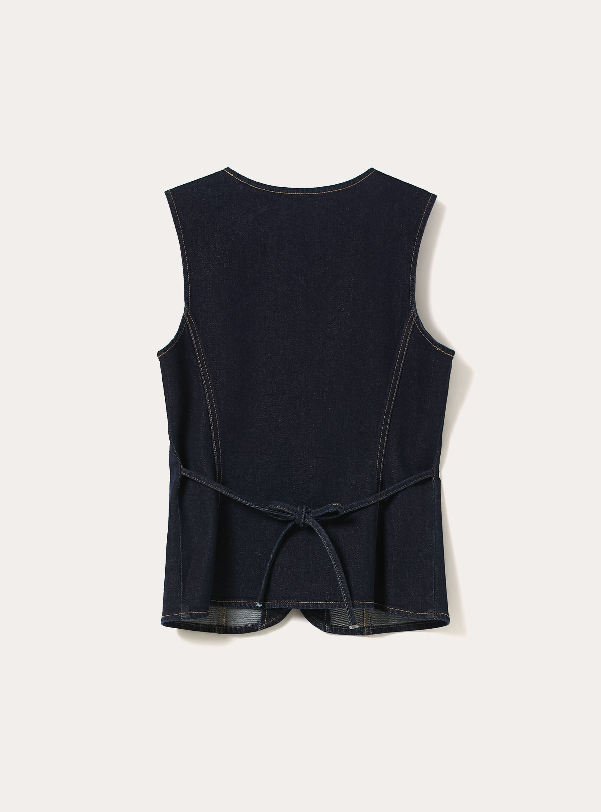 Gilet in denim con bottoni, D001 DEEP BLUE