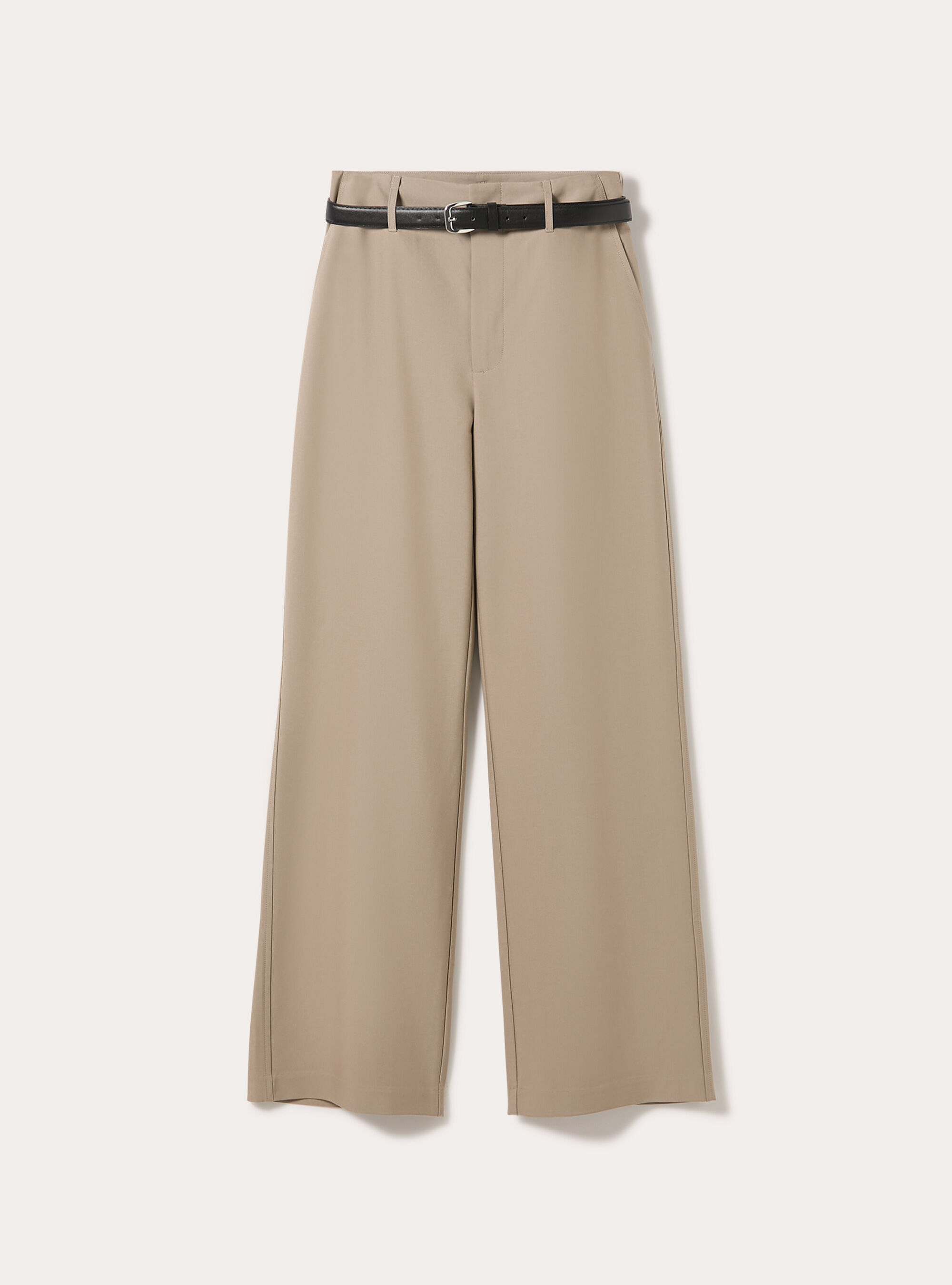 Pantaloni dritti eleganti con cintura, BG2 BEIGE MEDIUM