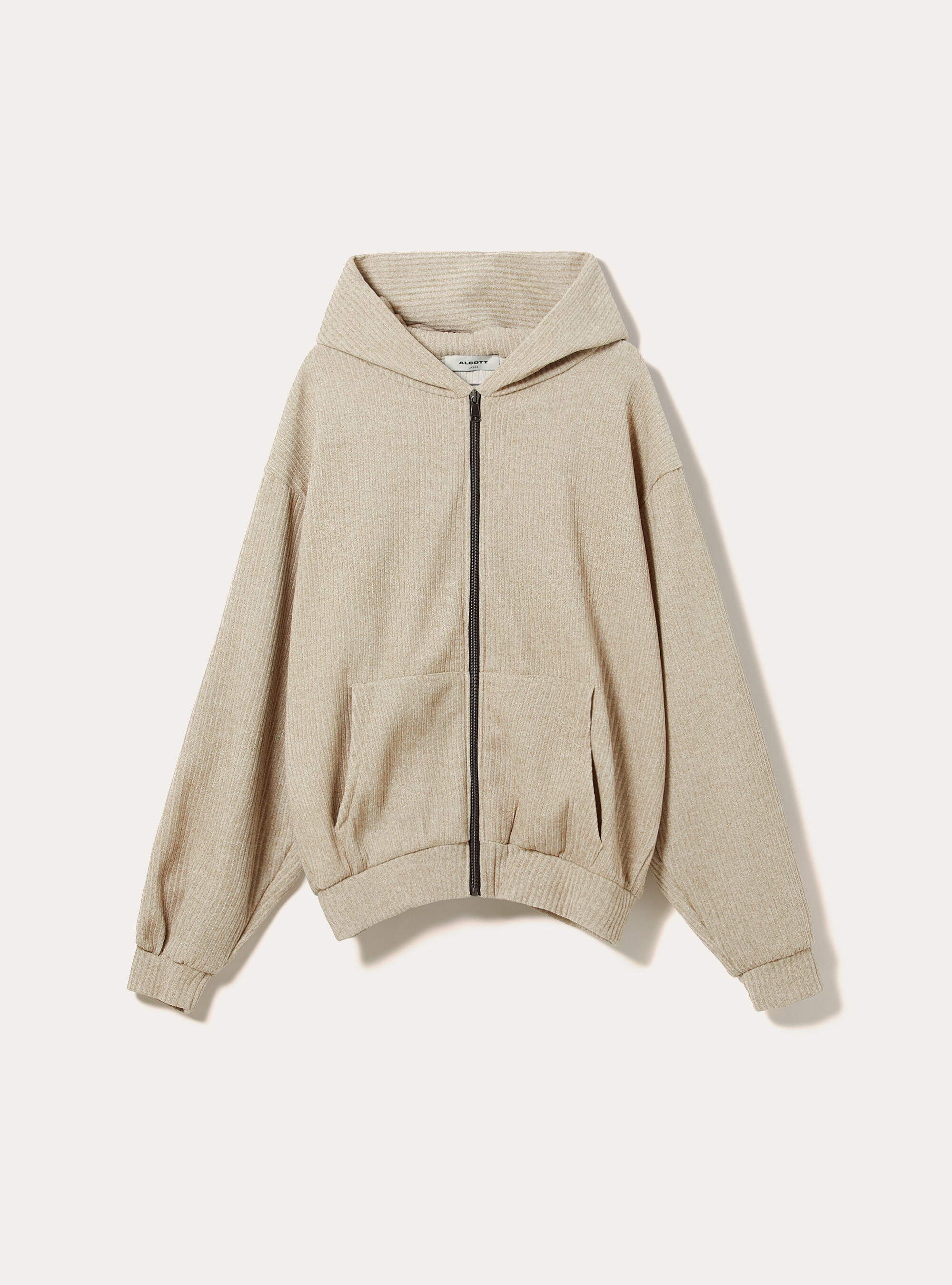 Cardigan boxy fit in velluto a coste, BG3 BEIGE LIGHT