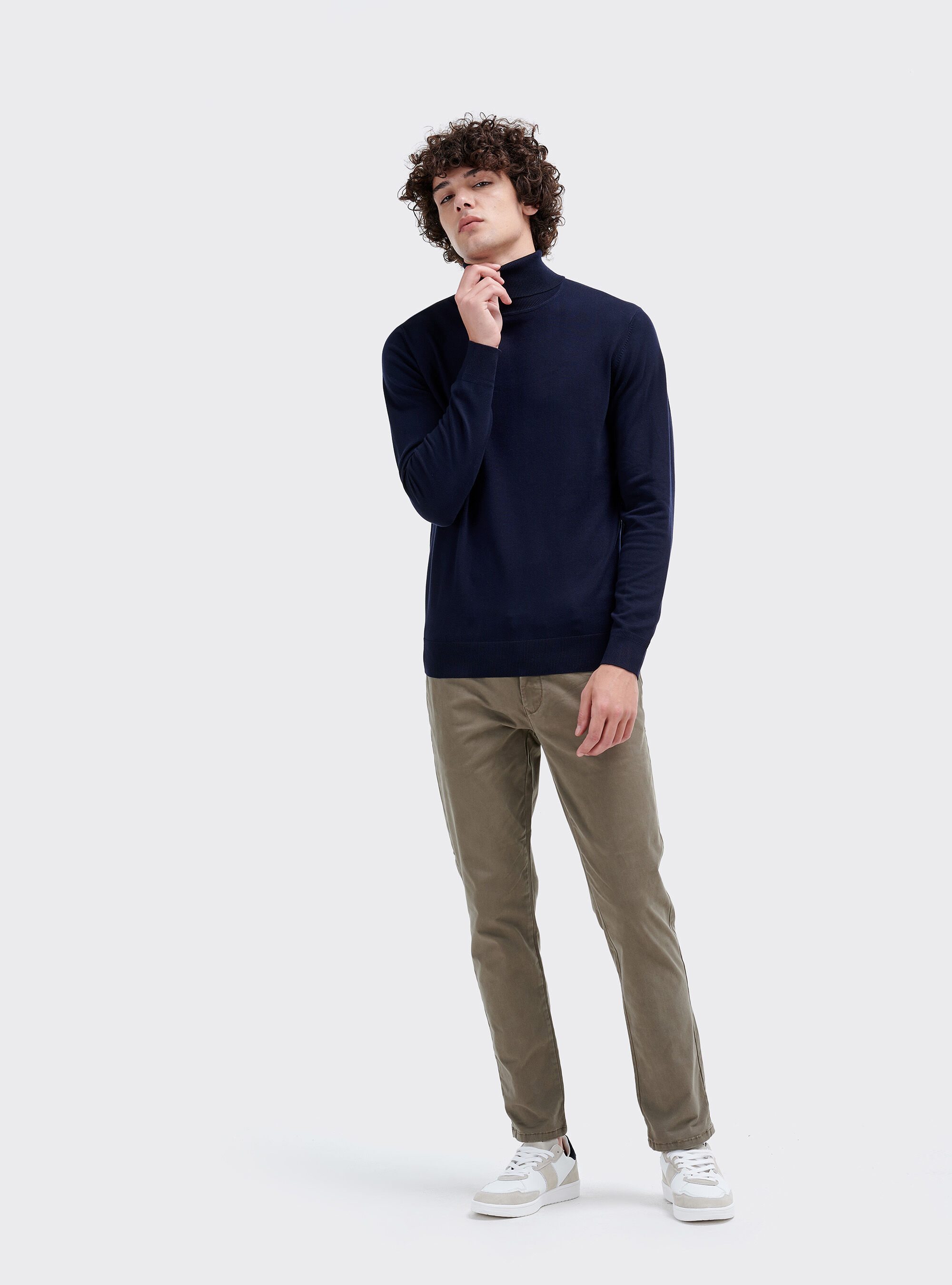 Pullover Basic col roul&eacute;, C210 BLUE NAVY