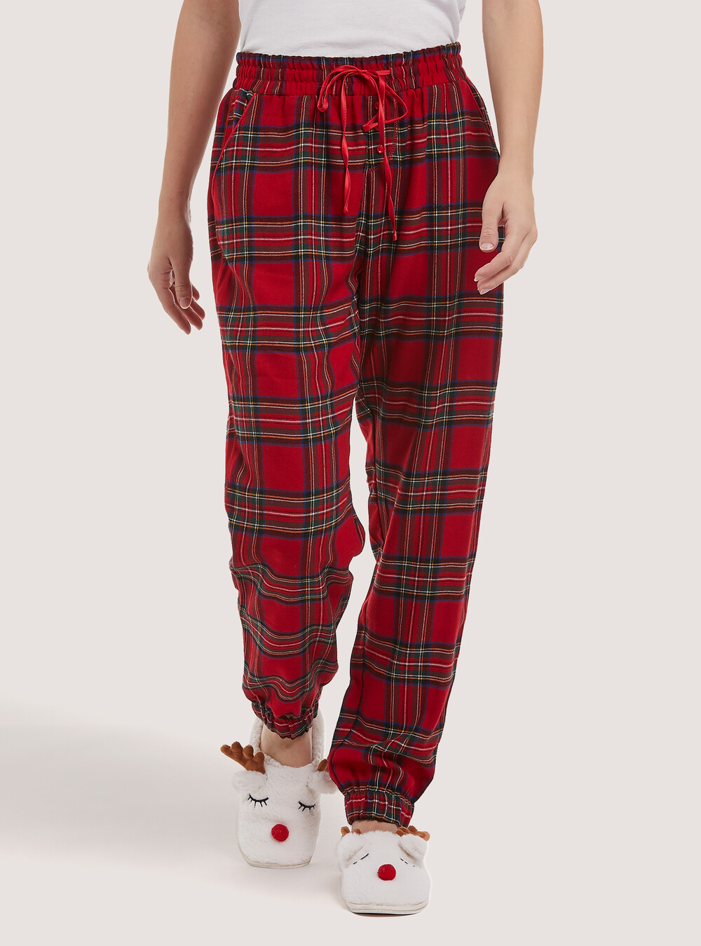 Red Tartan Pyjama Brushed Cotton Pyjama Bottoms Women's Candy