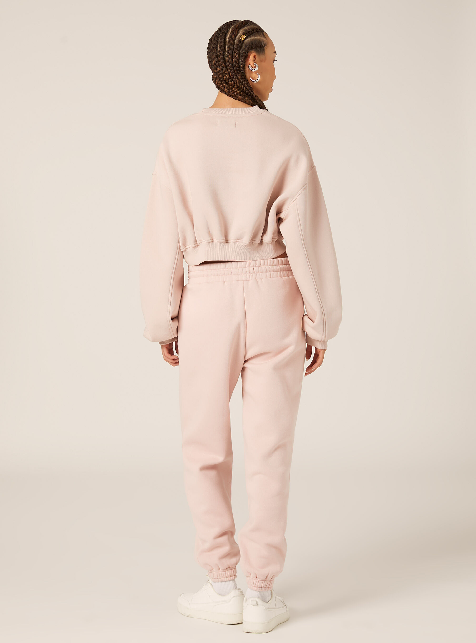 Sweat-shirt &agrave; col rond en coton court, PK2 PINK MEDIUM