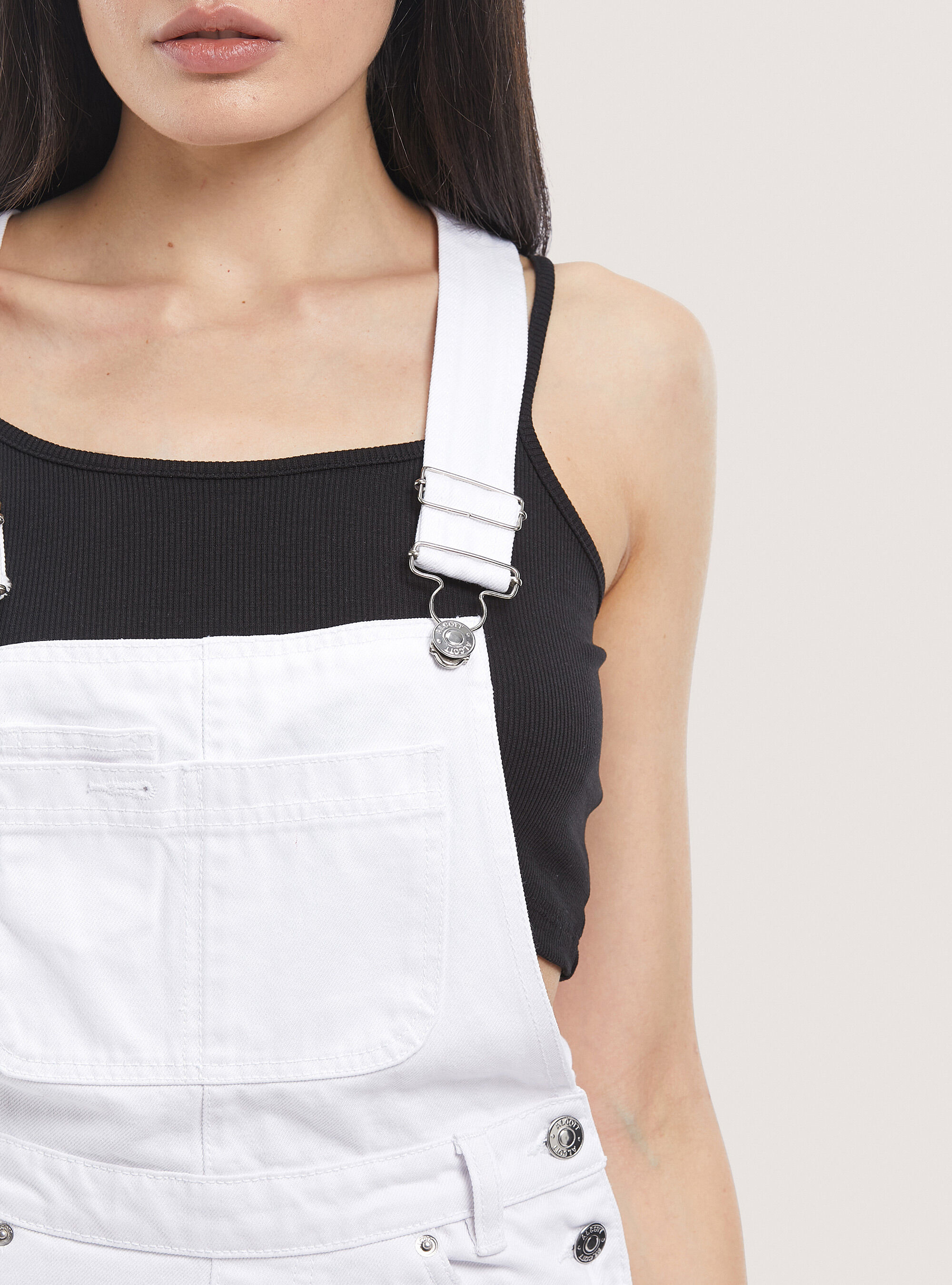 White denim cheap dungaree shorts