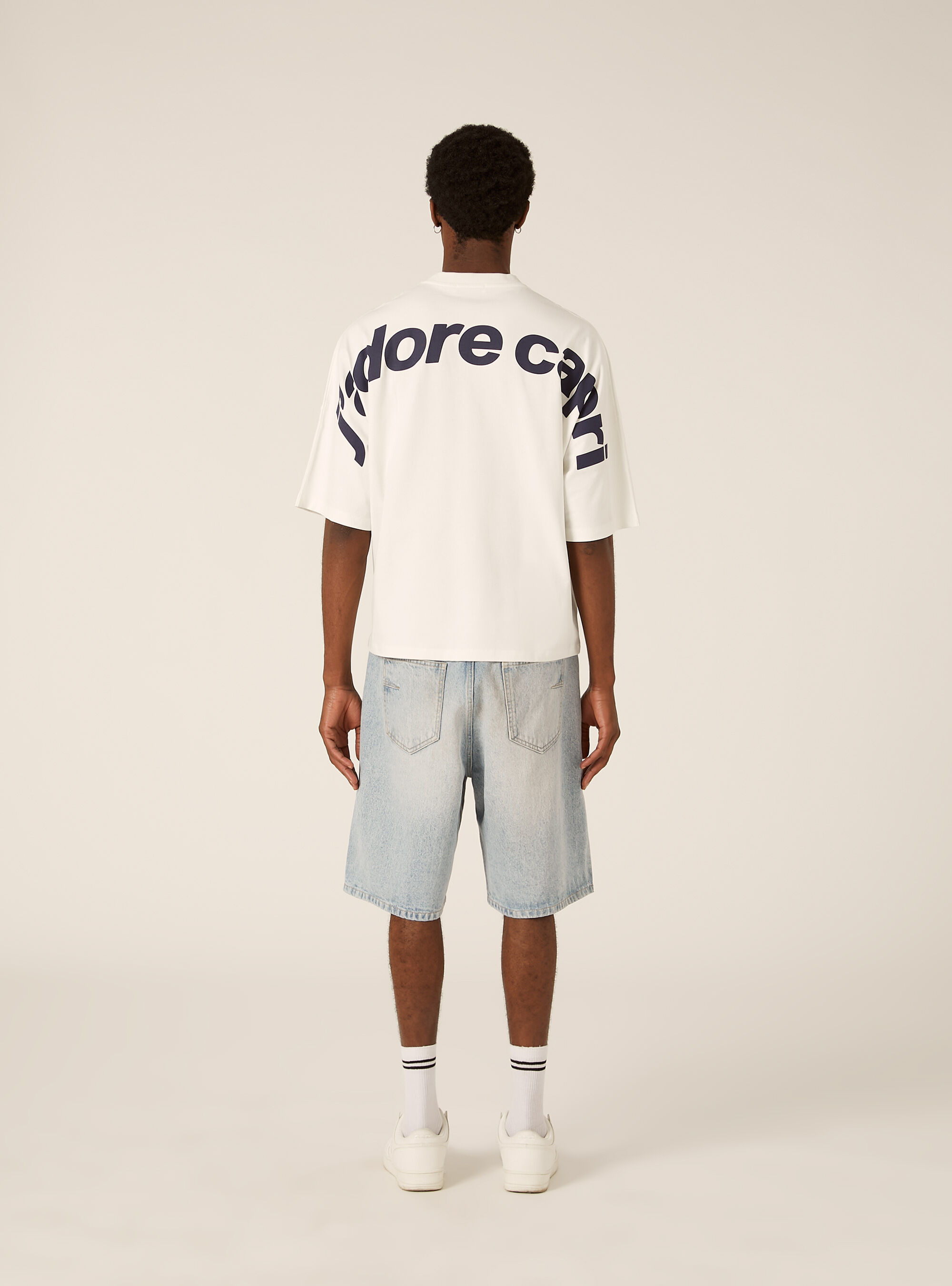 T- shirt base boxy con stampa capri, WH1 OFF WHITE