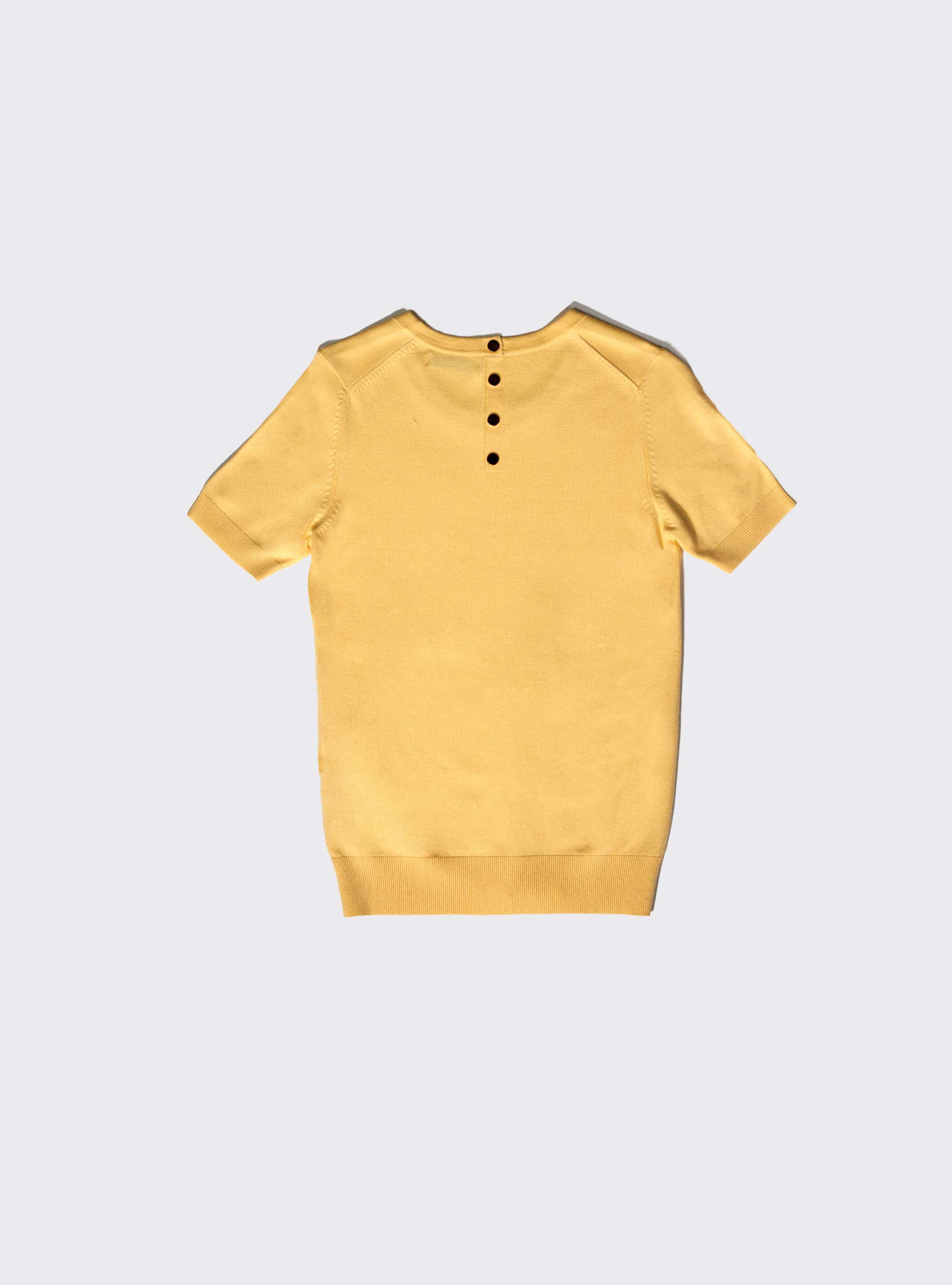 Short sleeves sweatshirt with back buttons, C7686 YELLOW