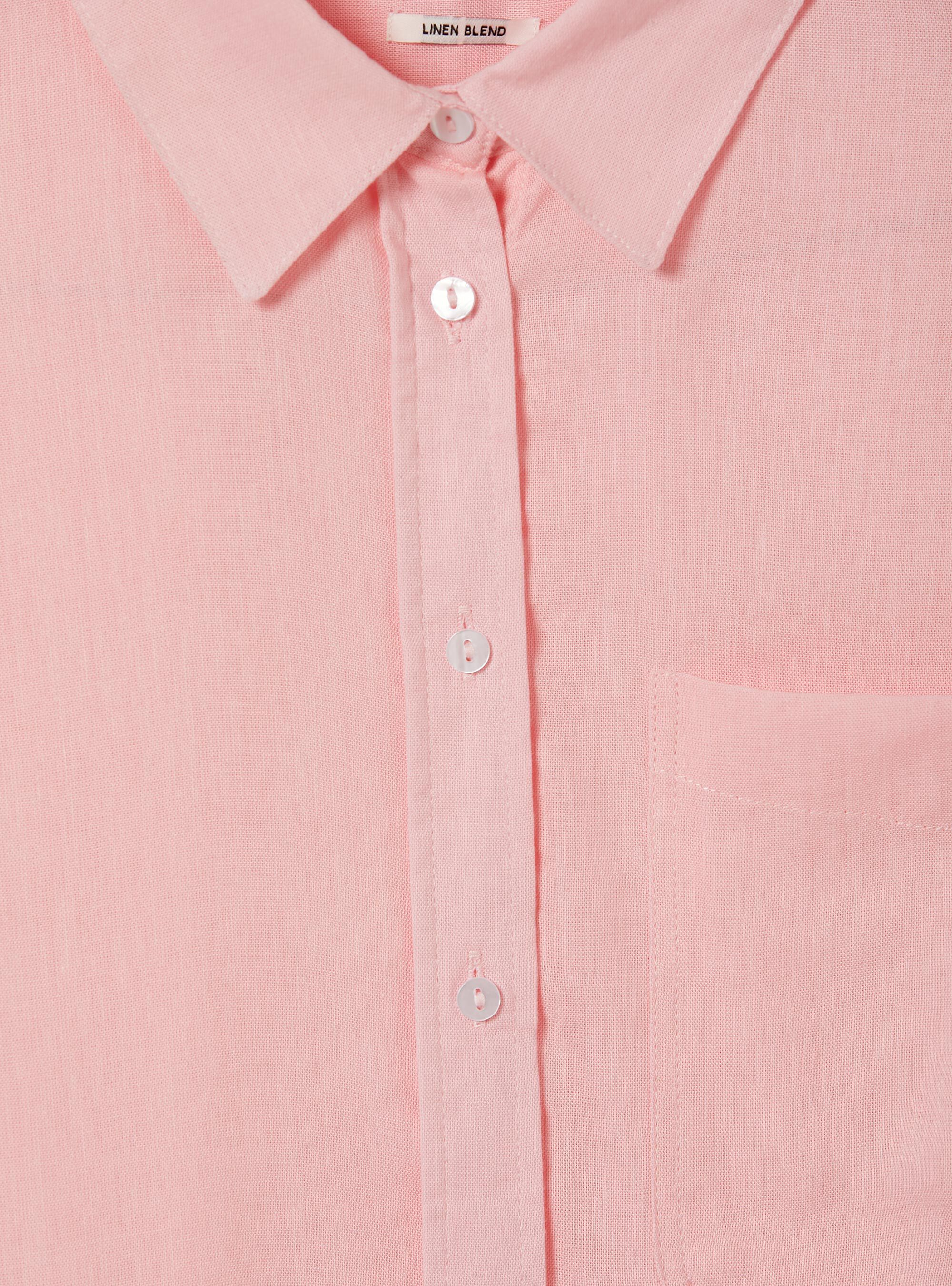 Linen blend shirt with breast pocket, PK3 PINK LIGHT