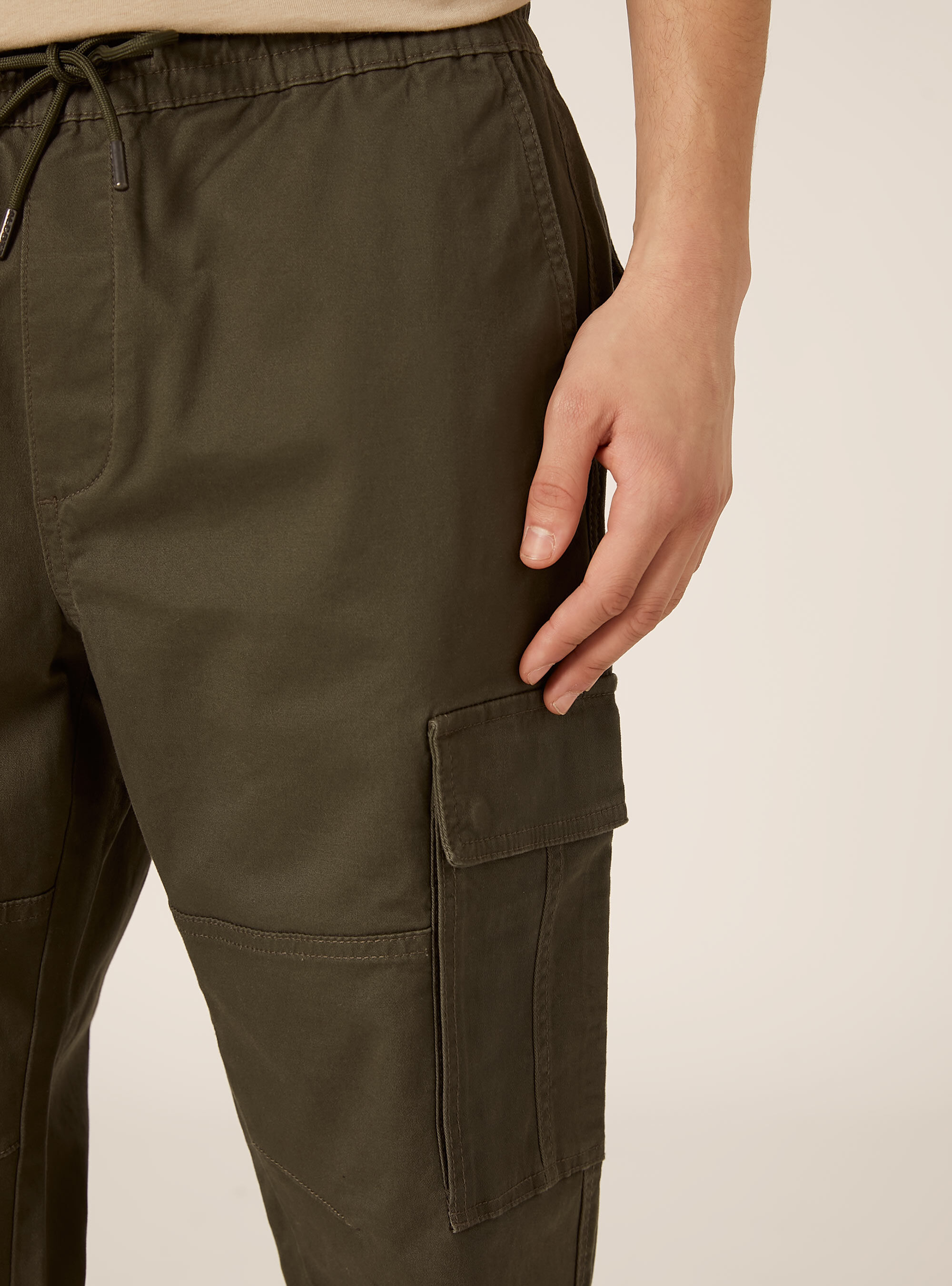 Jogger in twill stretch con tasconi, KY2 KAKY MEDIUM