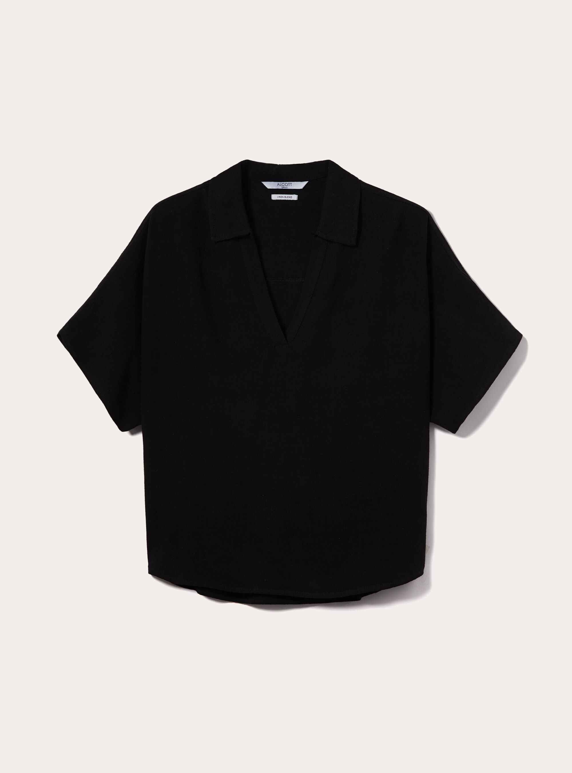 Linen-blend blouse, BK1 BLACK