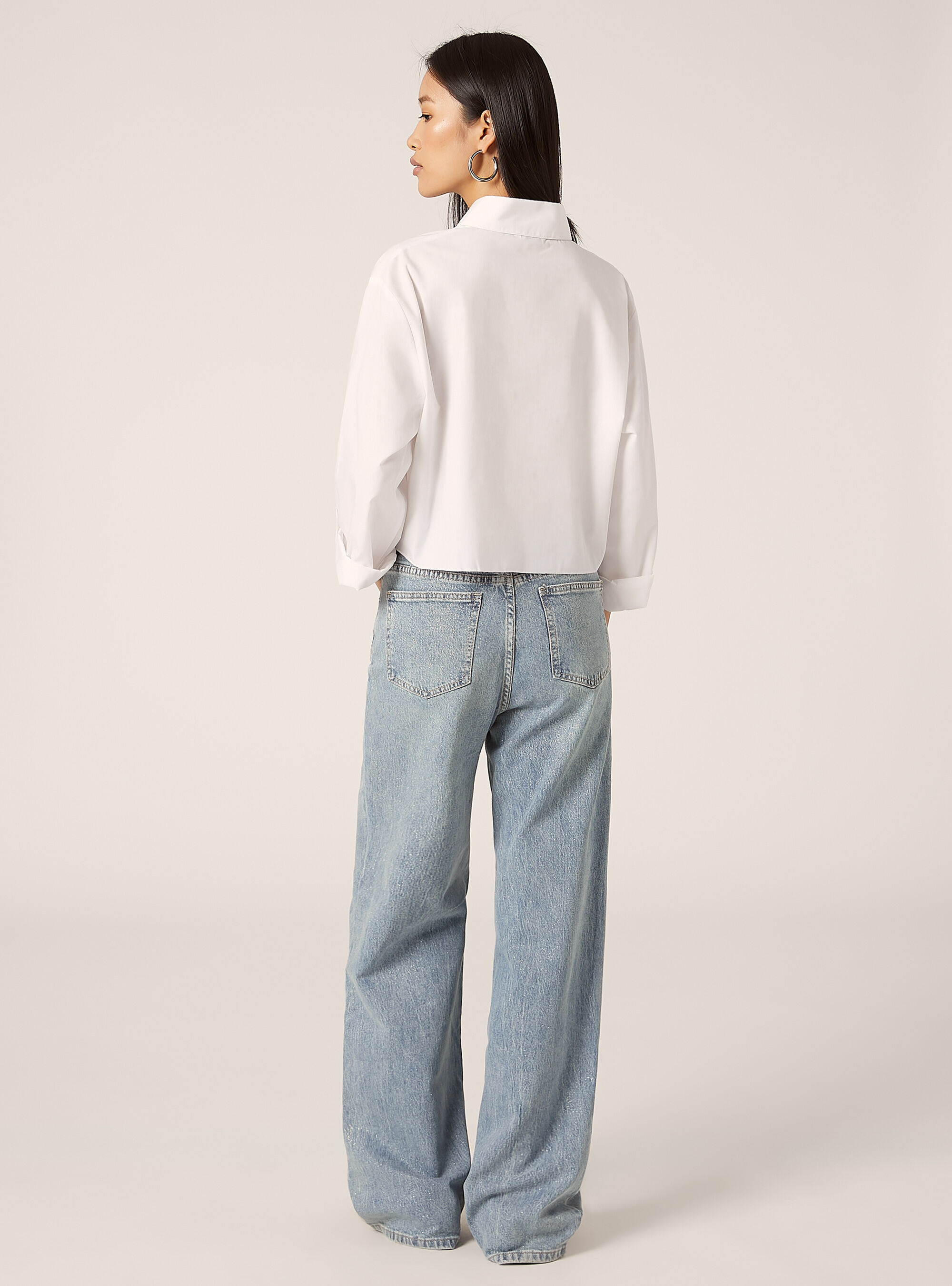 Chemise en popeline avec noeud, WH1 OFF WHITE