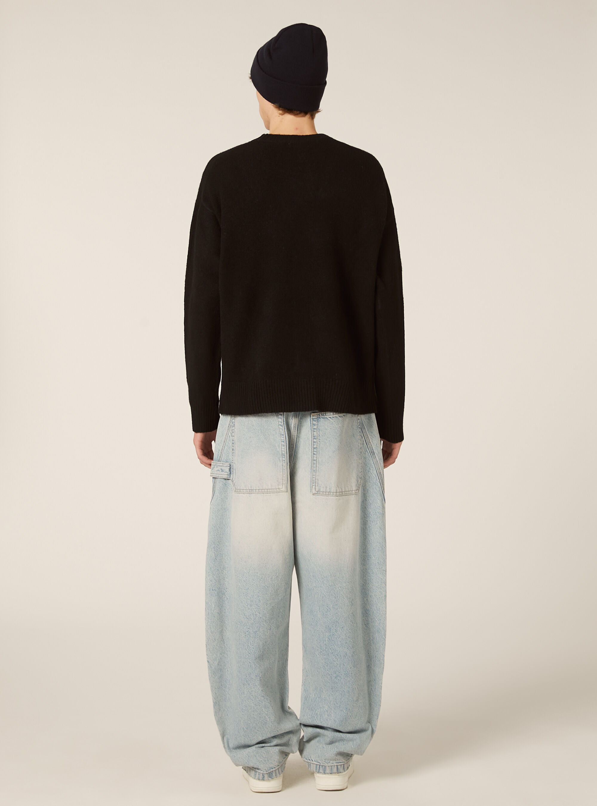 Cardigan coupe carr&eacute;e en laine m&eacute;lang&eacute;e, BK1 BLACK