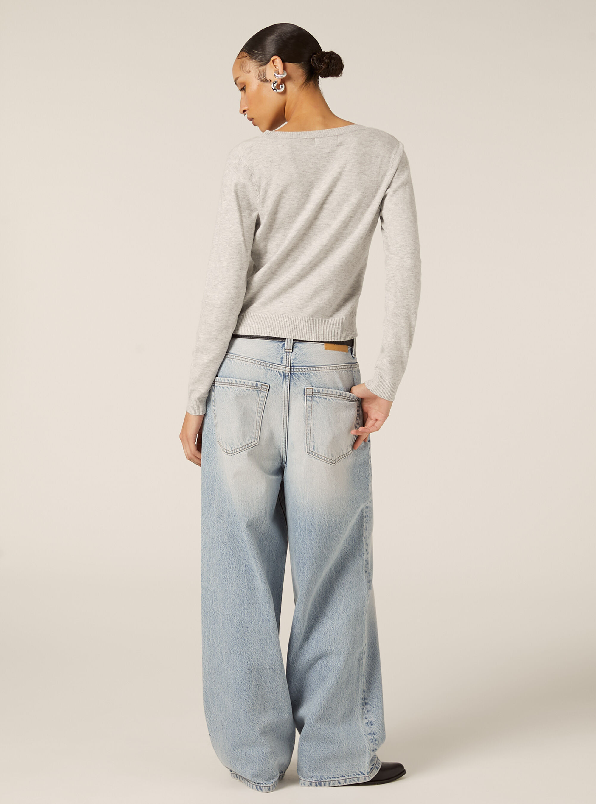 Pullover con scollo a V boxy fit, MGY2 GREY MEL MEDIUM