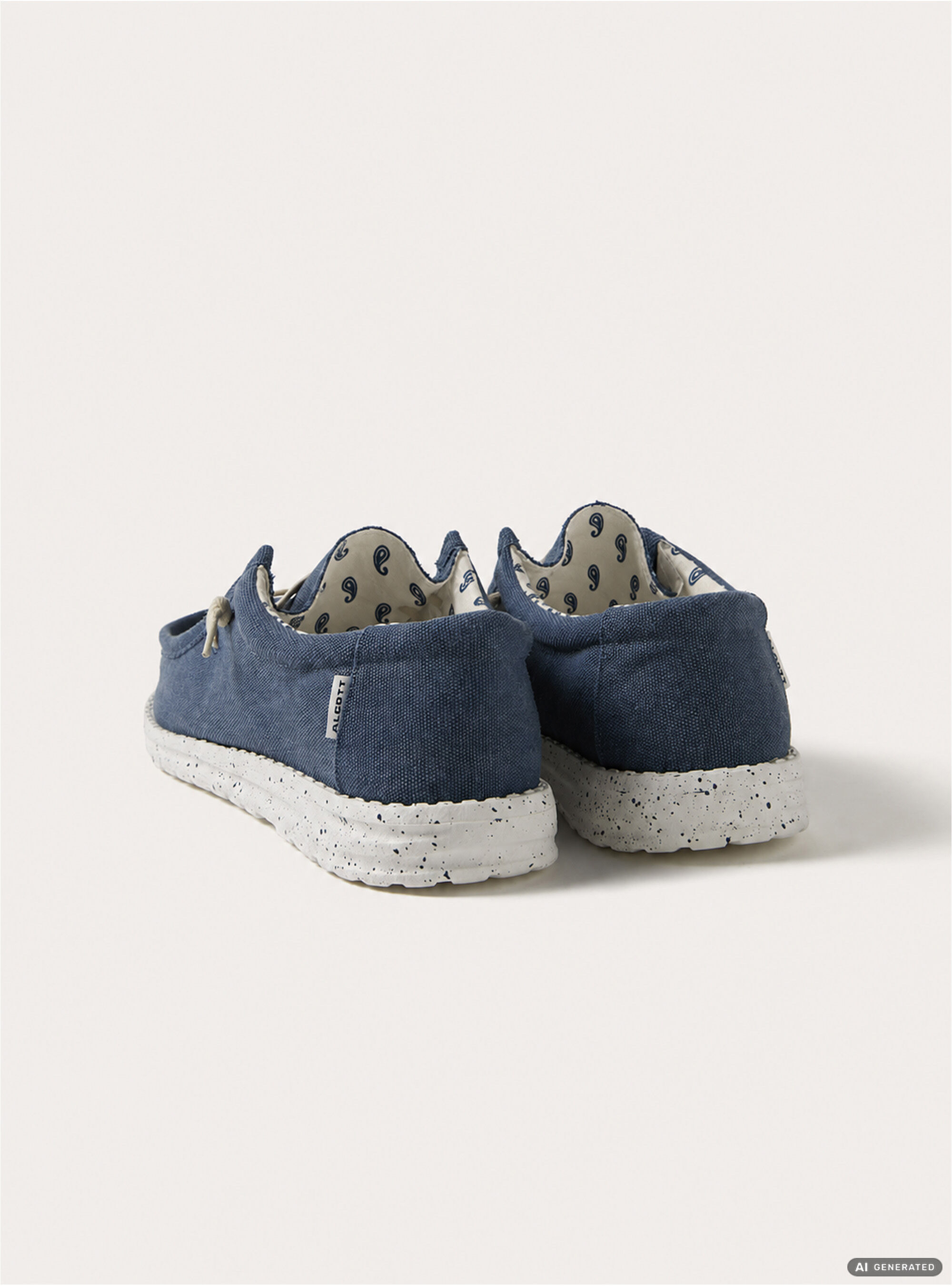 Zapatos Mocas&iacute;n de Lona con Cordones, NA2 NAVY MEDIUM